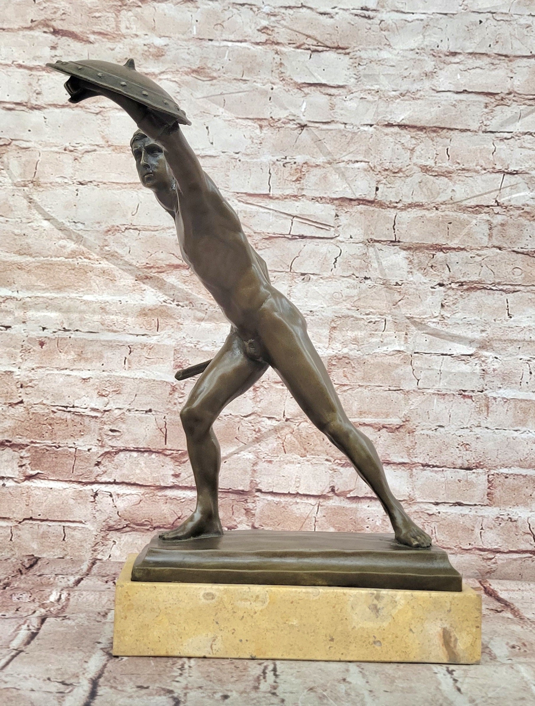 HANDSOME MAN BRONZE HONOR PATRIA ROMAN FRENCH GLADIATOR GAY METAL STATUE