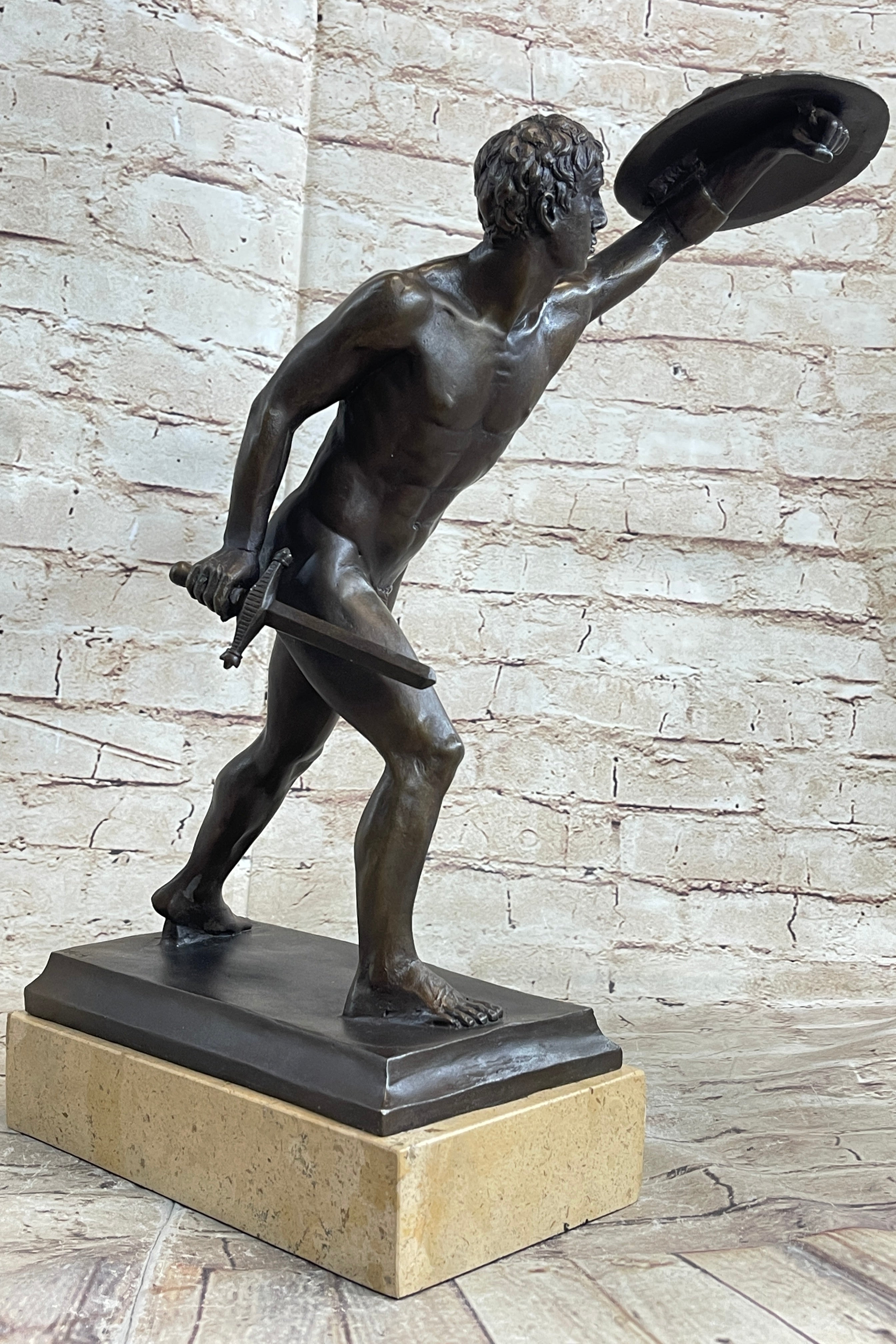 HANDSOME MAN BRONZE HONOR PATRIA ROMAN FRENCH GLADIATOR GAY METAL STATUE