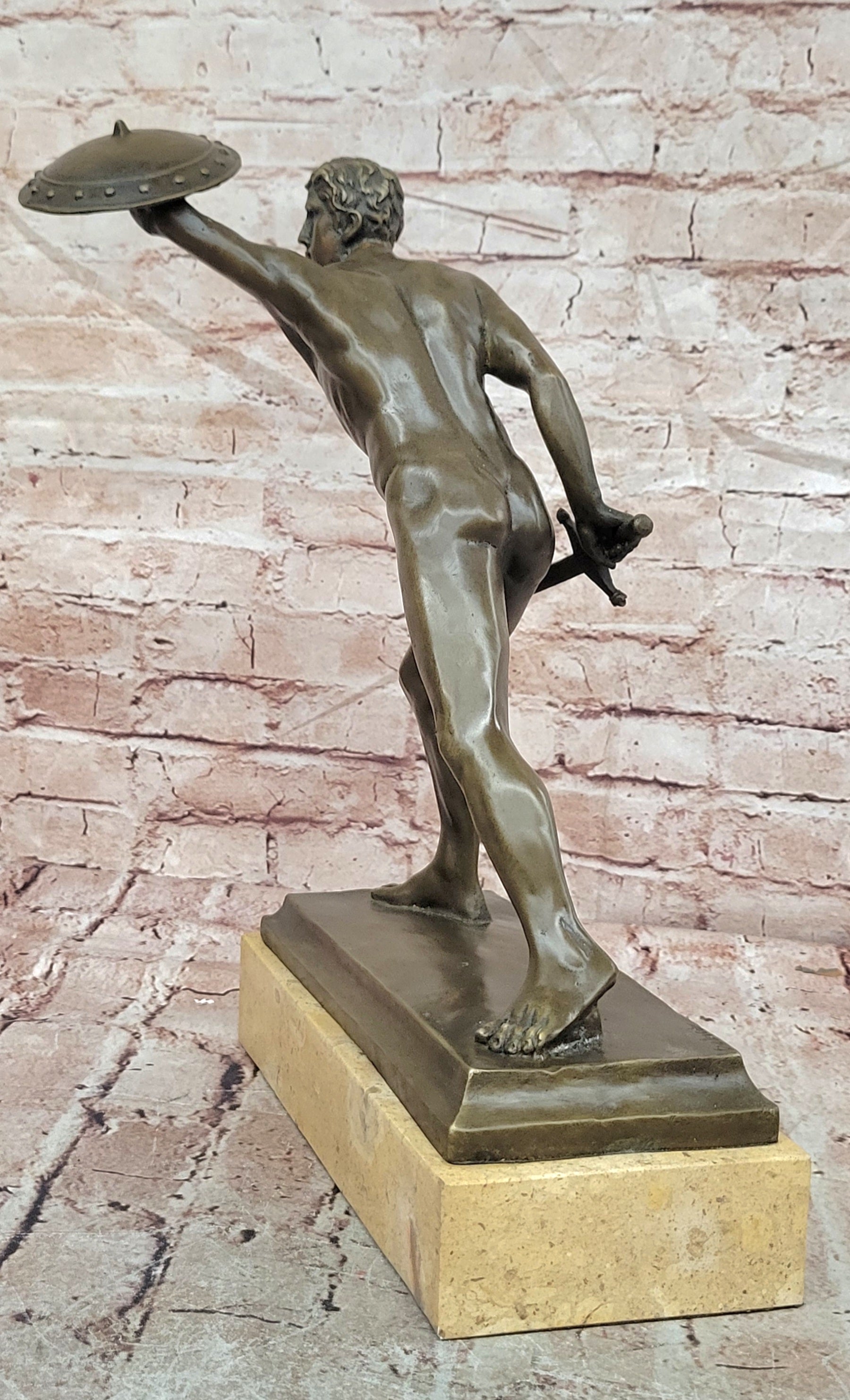 HANDSOME MAN BRONZE HONOR PATRIA ROMAN FRENCH GLADIATOR GAY METAL STATUE