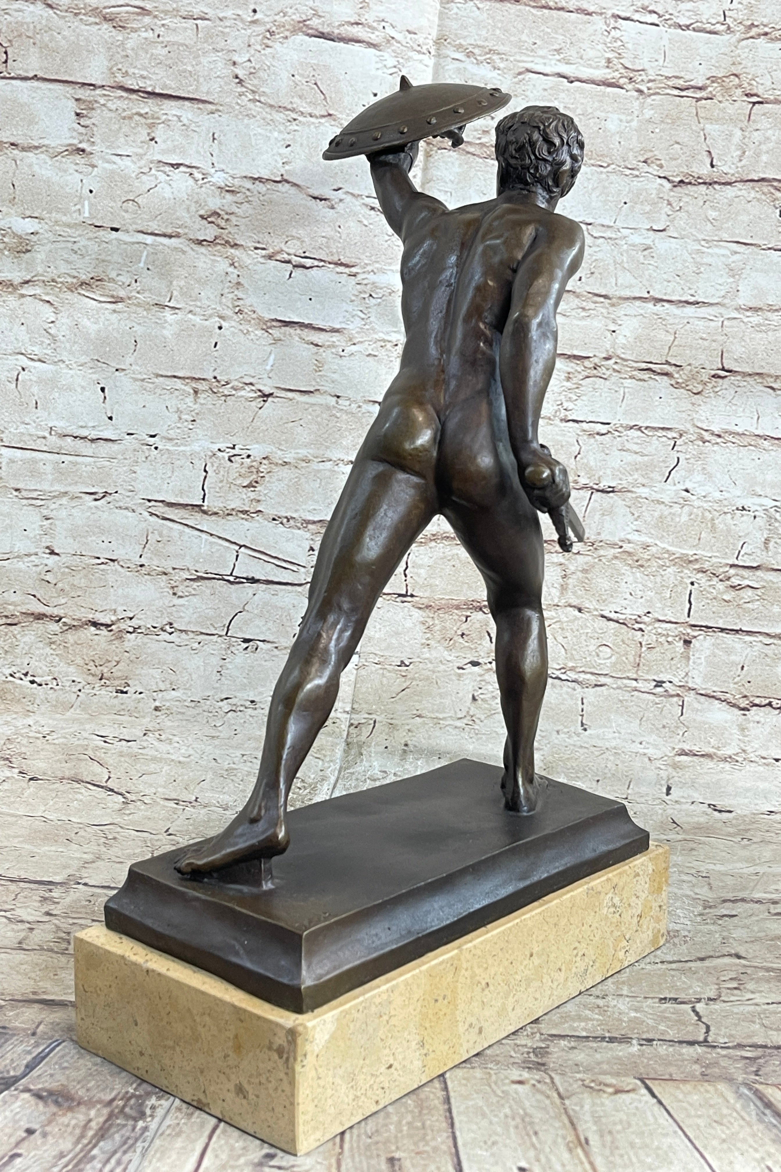 HANDSOME MAN BRONZE HONOR PATRIA ROMAN FRENCH GLADIATOR GAY METAL STATUE