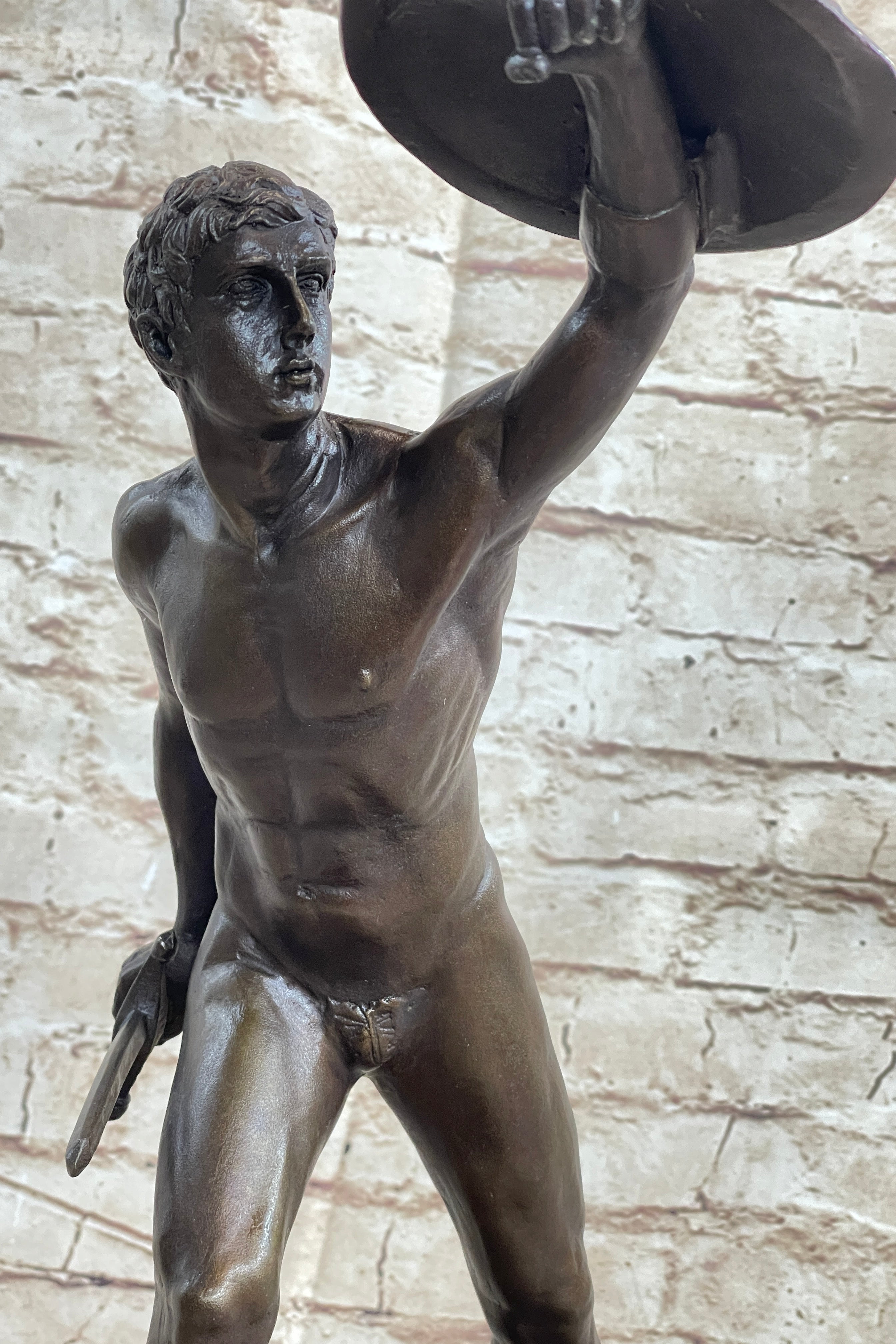 HANDSOME MAN BRONZE HONOR PATRIA ROMAN FRENCH GLADIATOR GAY METAL STATUE