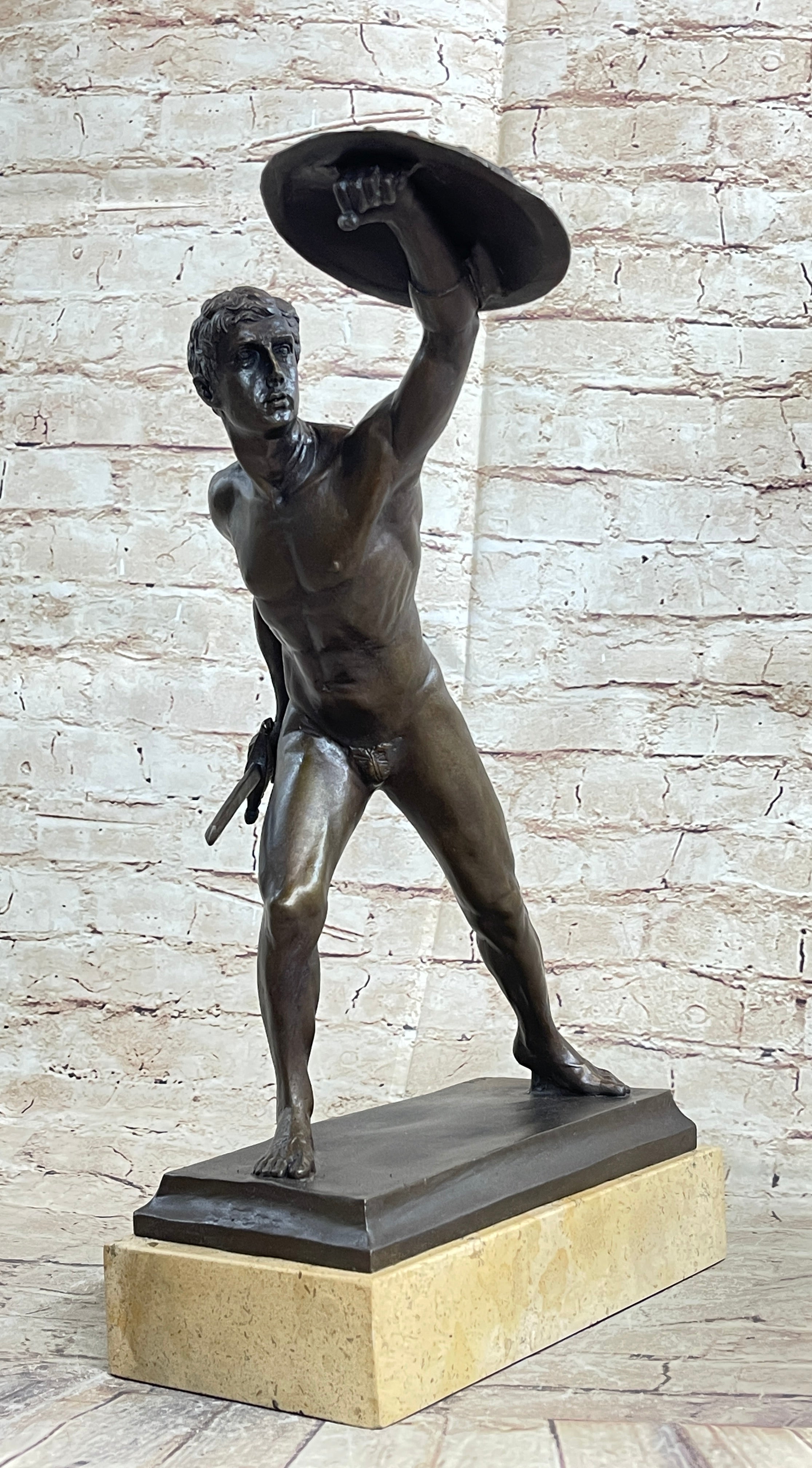 HANDSOME MAN BRONZE HONOR PATRIA ROMAN FRENCH GLADIATOR GAY METAL STATUE