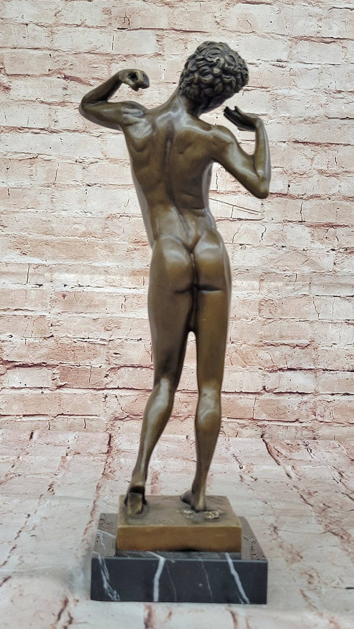 Handcrafted Nude Man Male Interest Erotic Bronze Sculpture Marble Figurine Rodin