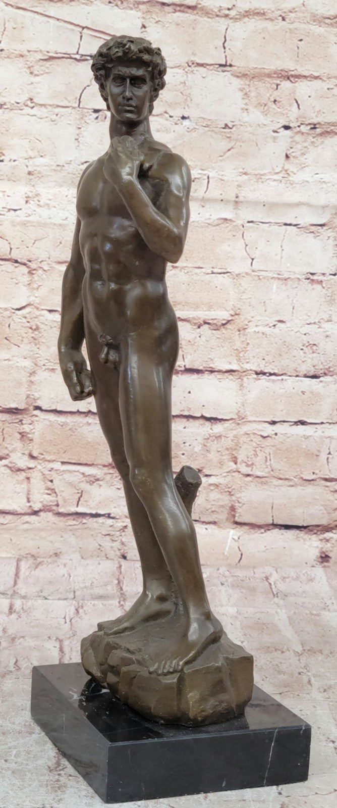 Handcrafted David Nude Naked Bronze Sculpture Classic Louver Museum Artwork