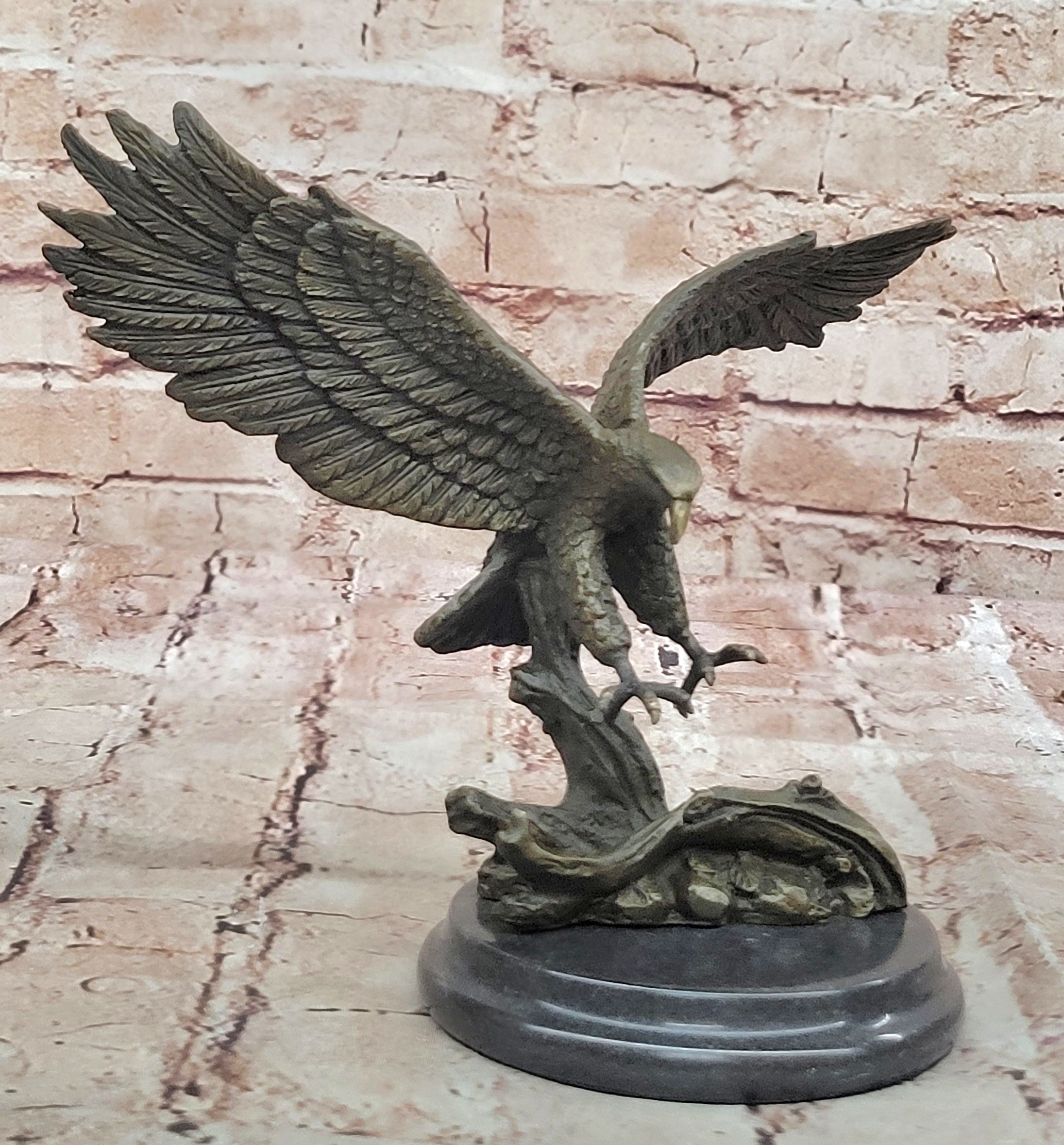 100% Real Bronze Statue AMERICAN BALD EAGLE Figure Sculpture Art Figurine SALE