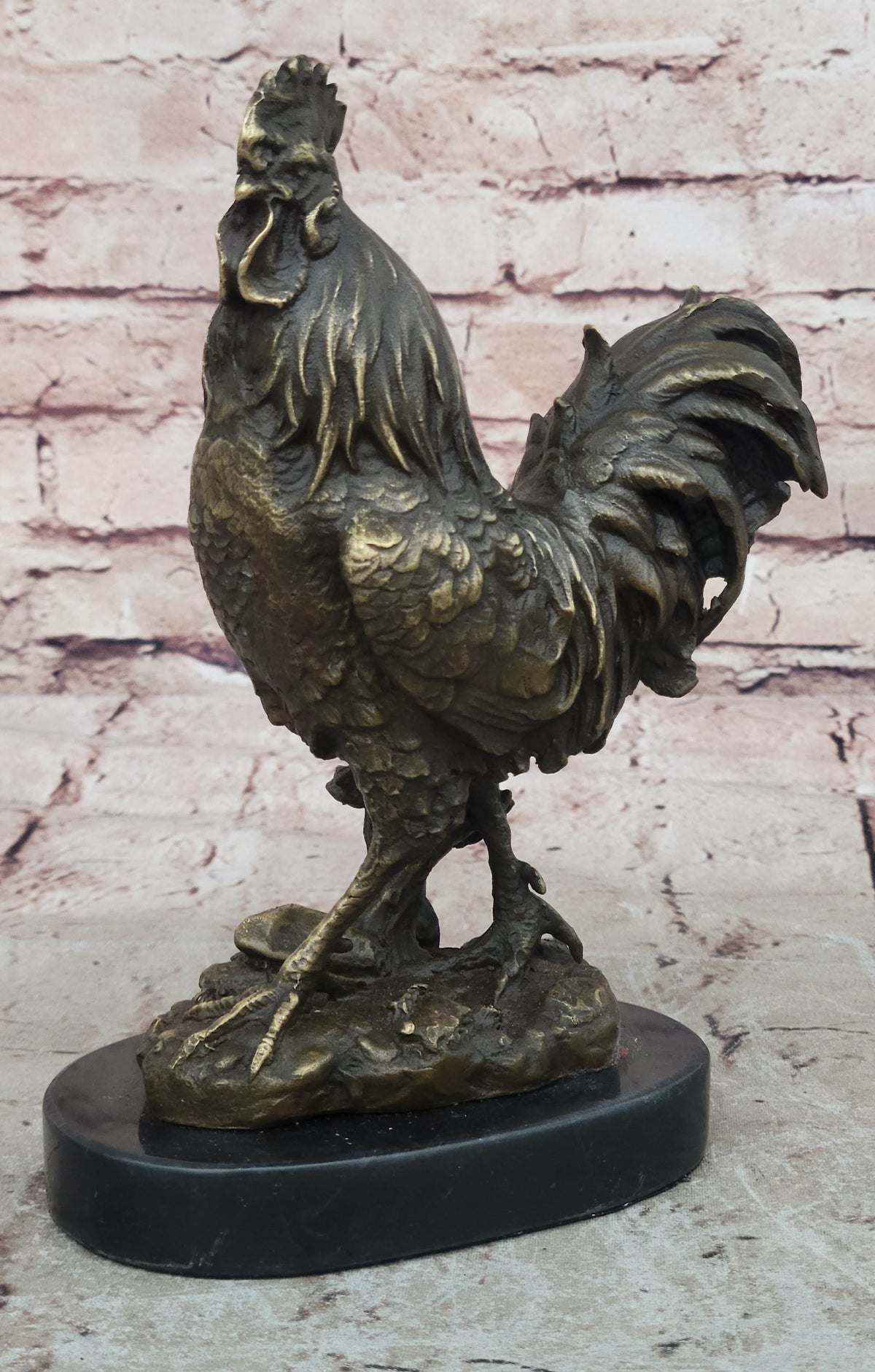 Handcrafted Detailed Hot Cast Farm Rooster Farm Decoration Bronze Sculpture Sale