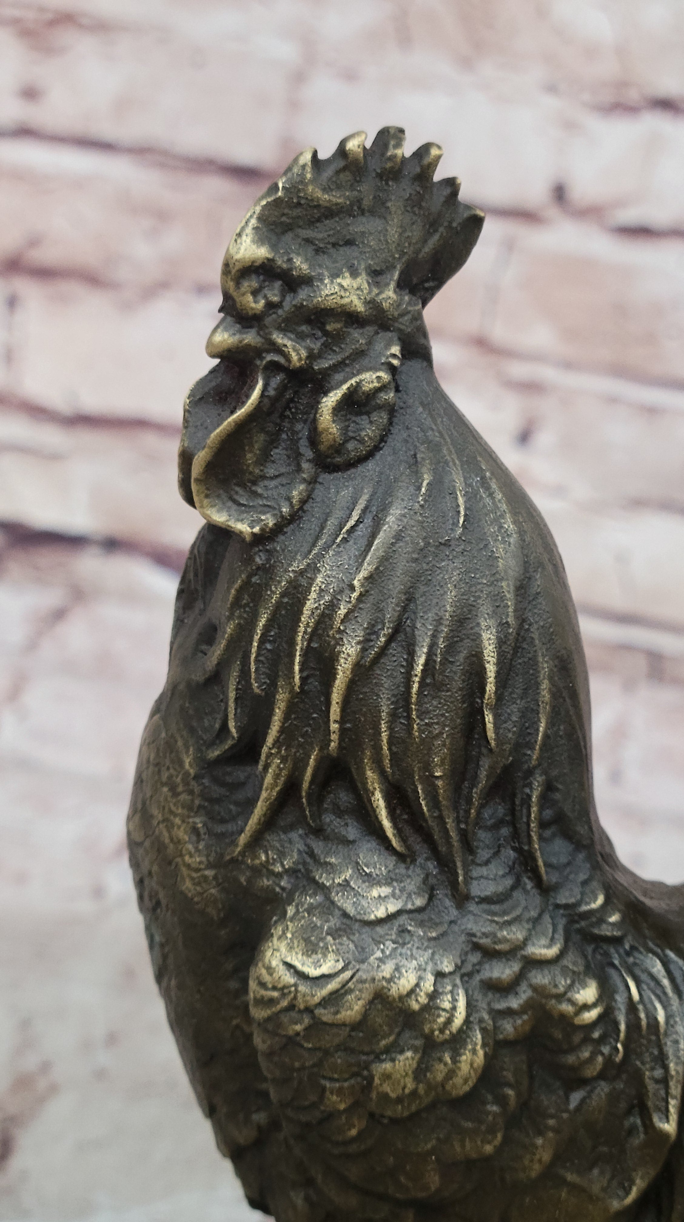 Handcrafted Detailed Hot Cast Farm Rooster Farm Decoration Bronze Sculpture Sale