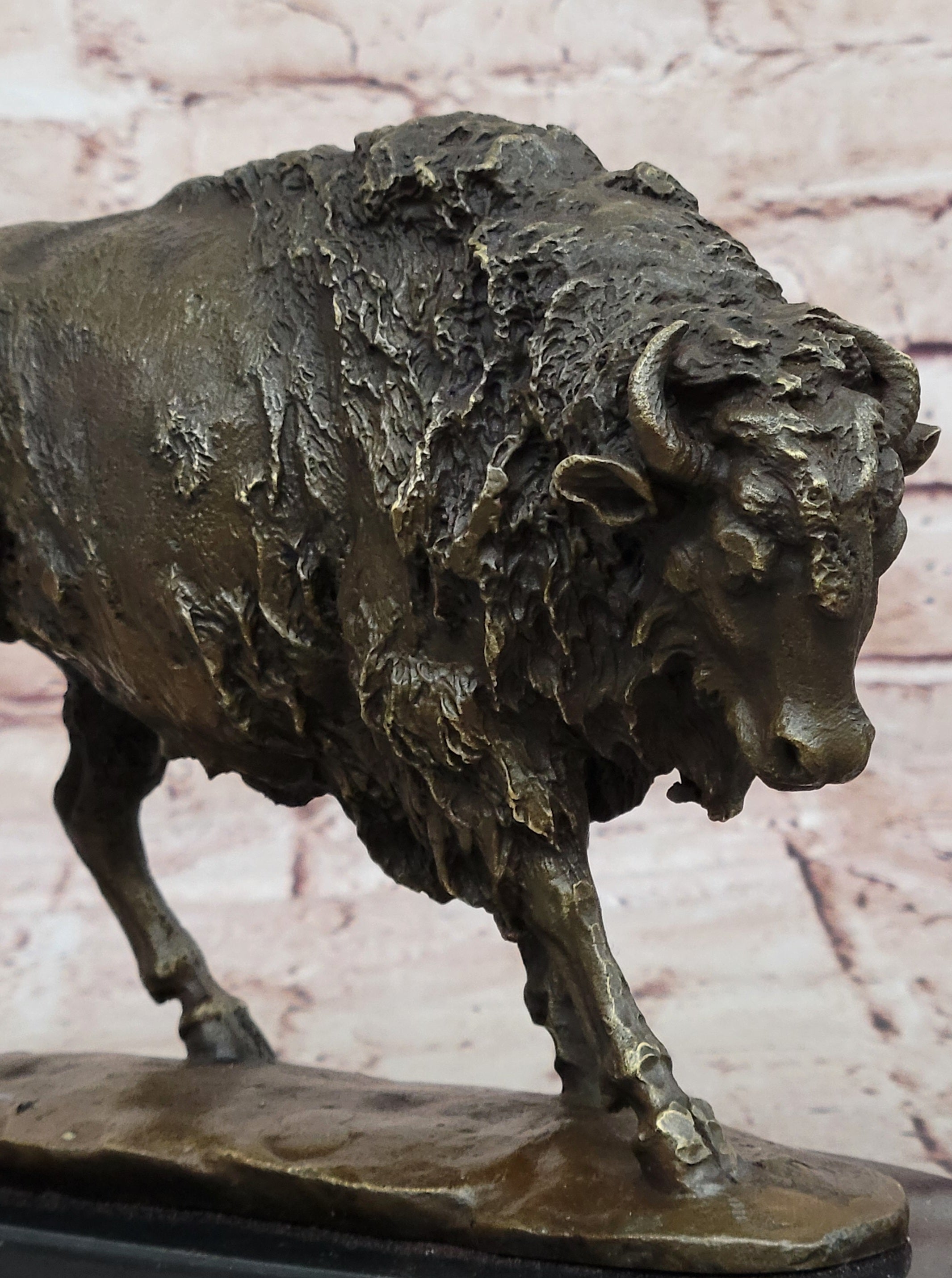 Vintage Barye Vienna Austria Buffalo Bison Bronze Statue Sculpture Figure Sale