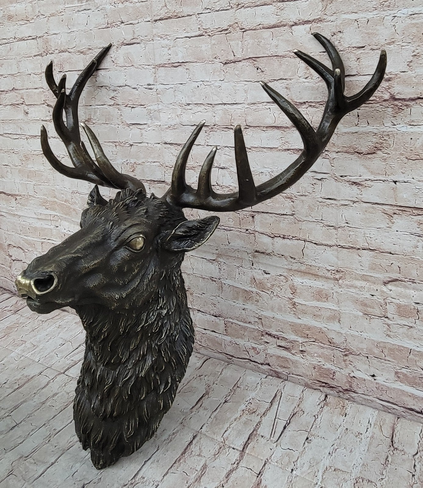 Handcrafted bronze sculpture SALE Sta Bust Head Elk Size Life Kauba Carl Signed