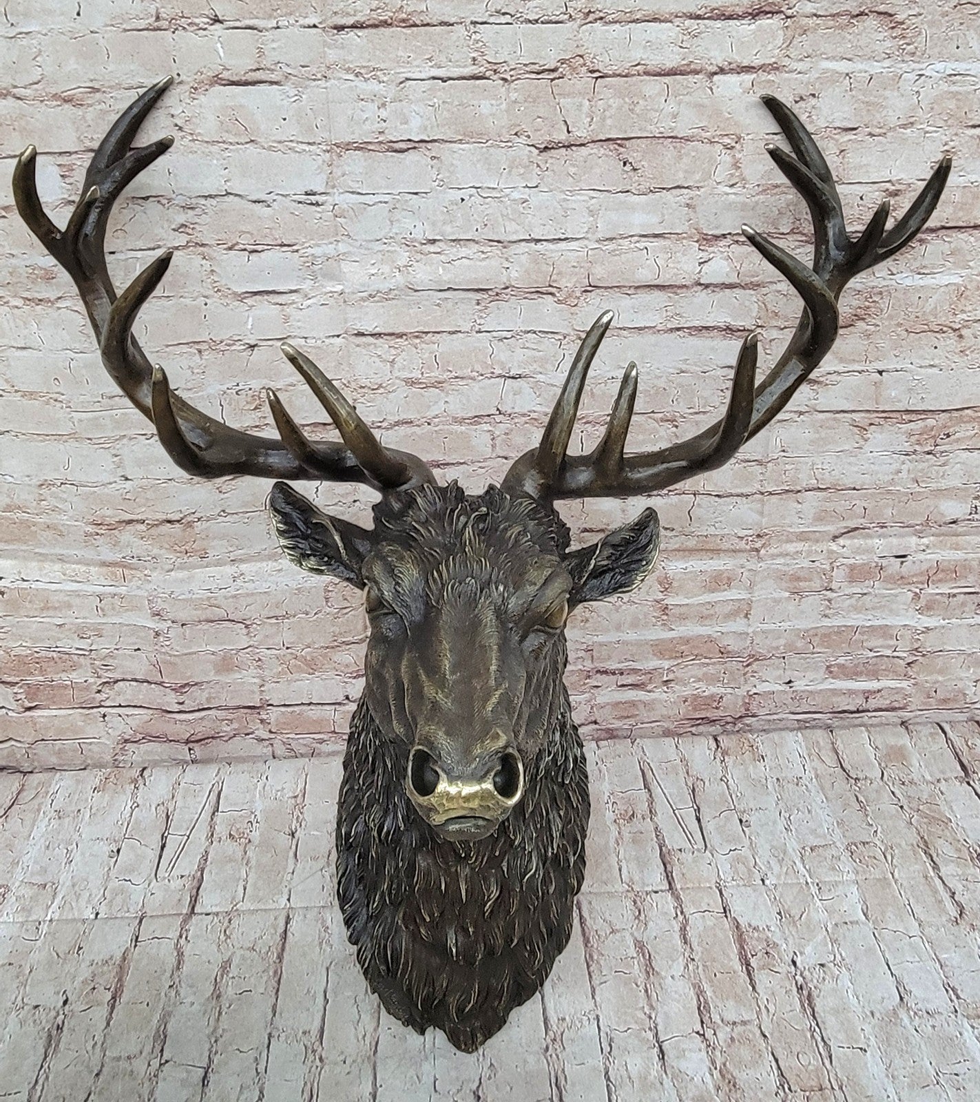 Handcrafted bronze sculpture SALE Sta Bust Head Elk Size Life Kauba Carl Signed