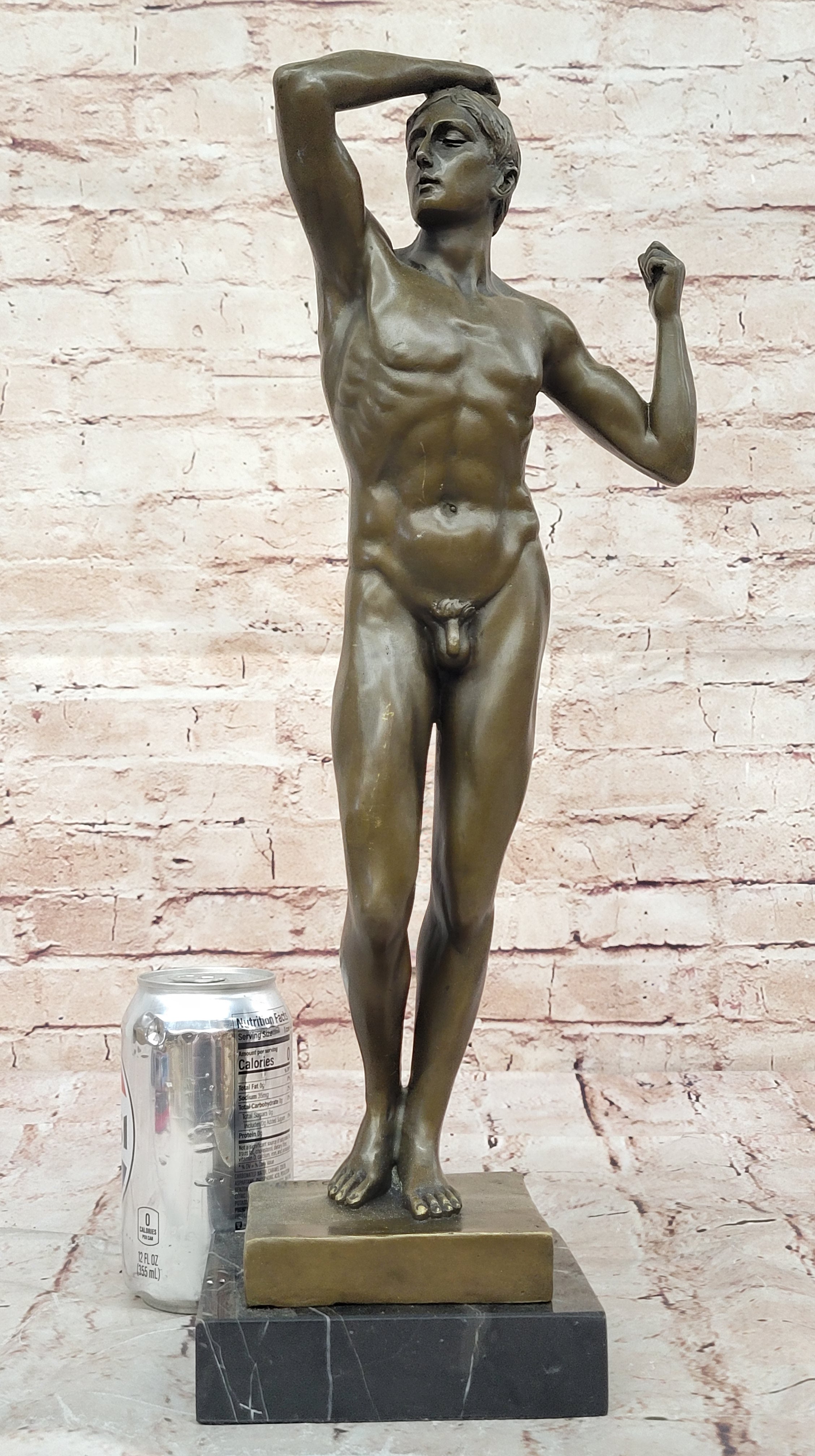 Handcrafted bronze sculpture SALE Home Deco Art Marble Male Nude Rodin Signed