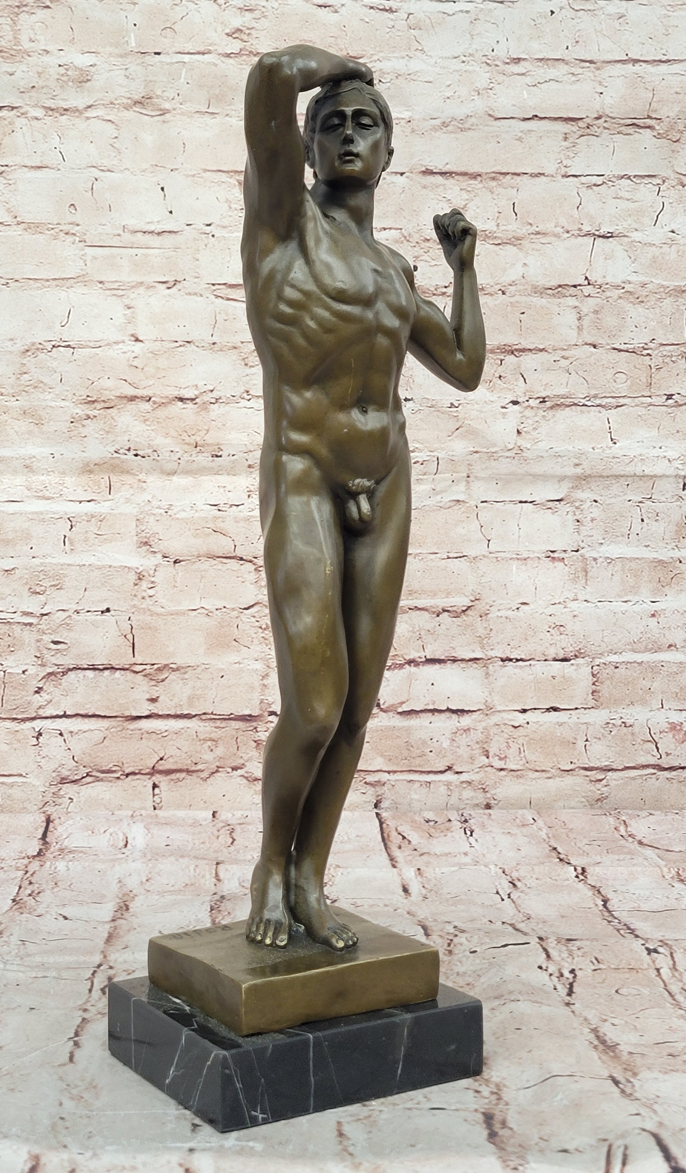 Handcrafted bronze sculpture SALE Home Deco Art Marble Male Nude Rodin Signed