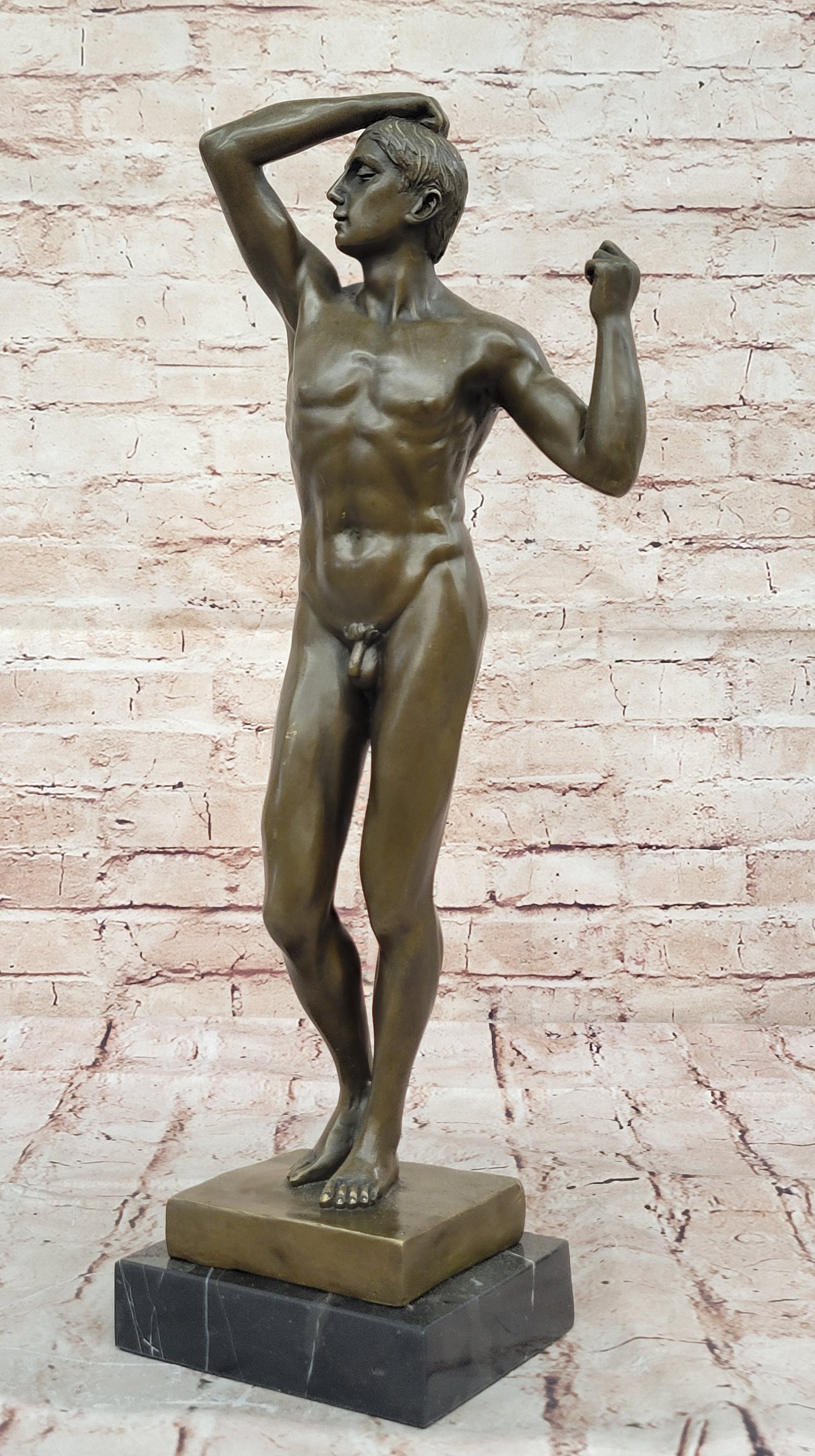 Handcrafted bronze sculpture SALE Home Deco Art Marble Male Nude Rodin Signed
