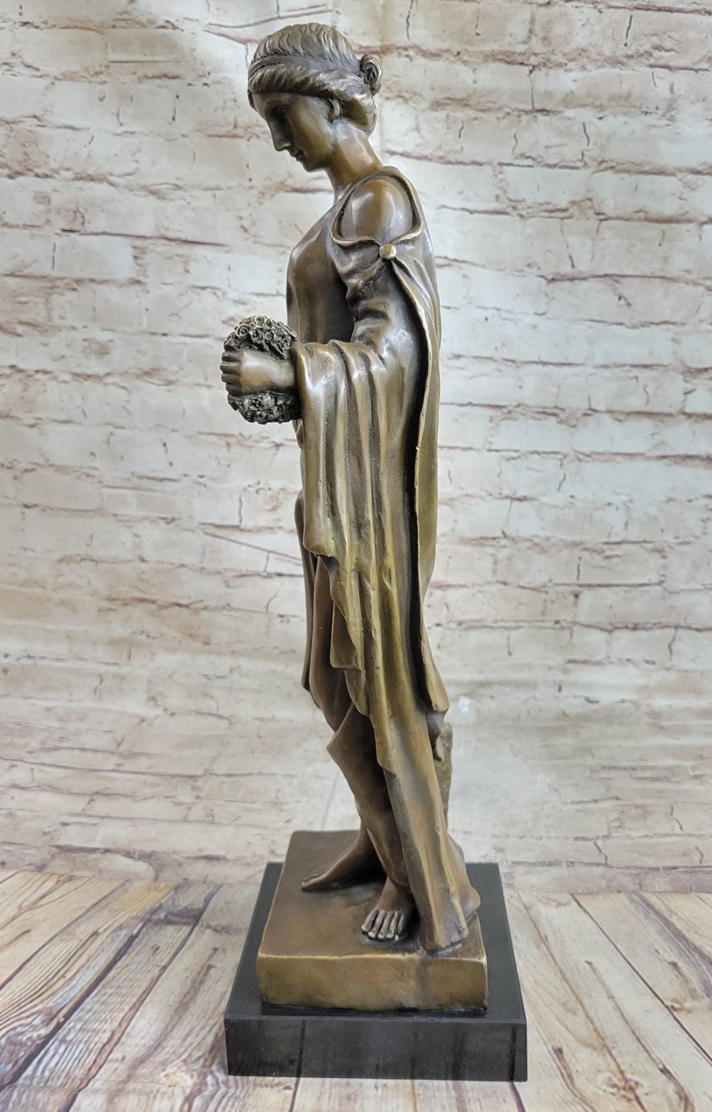 100% Solid Genuine Bronze Sculpture Hot Cast Naked Nude Maiden Figurine SALE