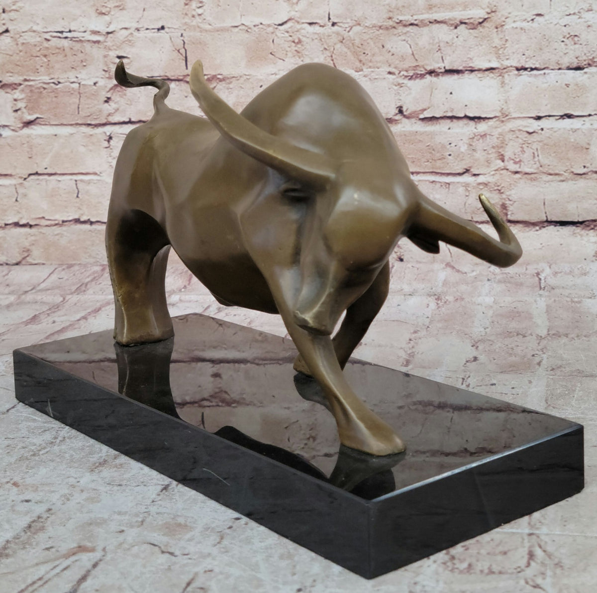 Bronze Sculpture Modern Art Stock Market Bull Hot Cast Marble Figurine Figure NR