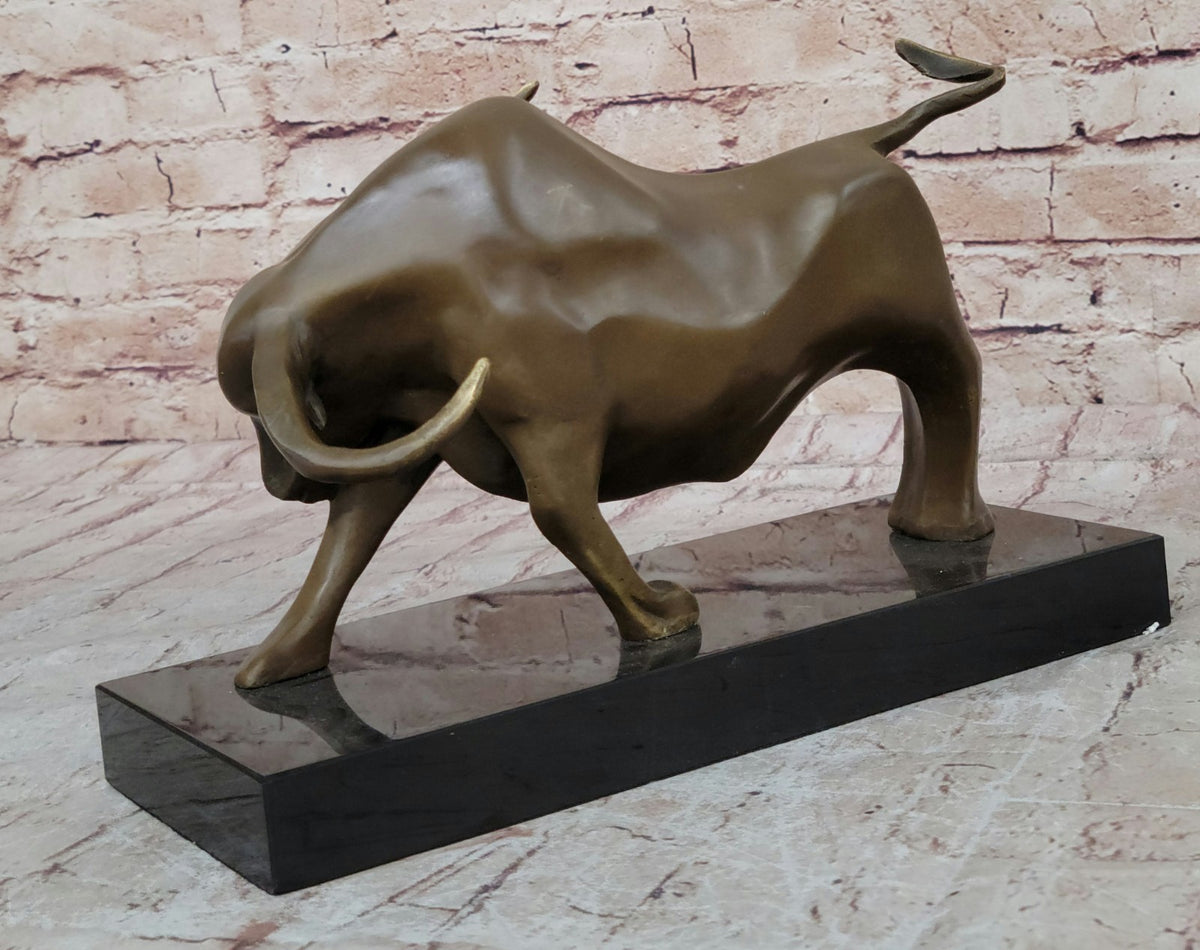 Bronze Sculpture Modern Art Stock Market Bull Hot Cast Marble Figurine Figure NR