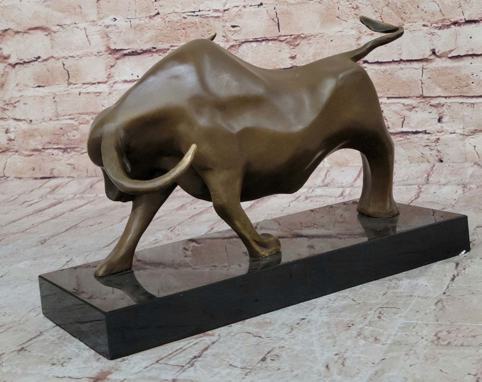 Bronze Sculpture Modern Art Stock Market Bull Hot Cast Marble Figurine Figure NR
