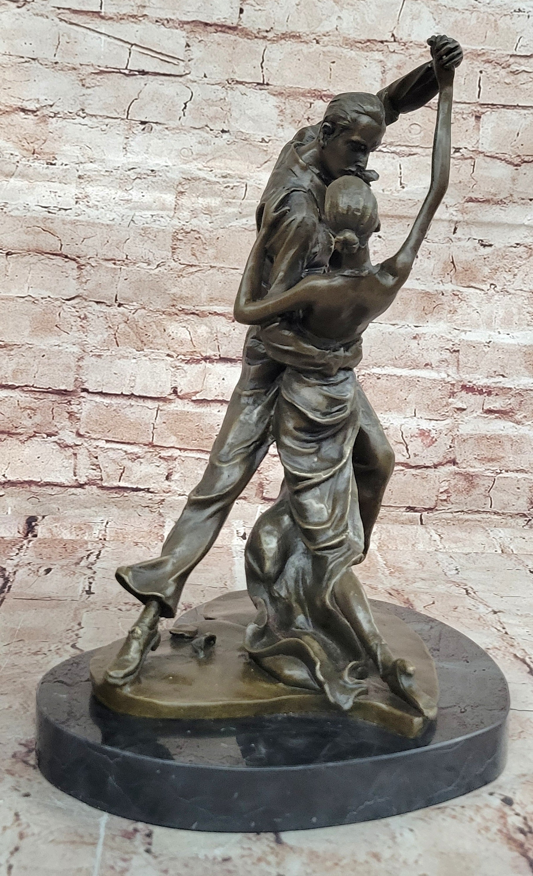 Art Nouveau Couple Dancing Tango Hand Made Genuine Bronze Figurine Statue LARGE