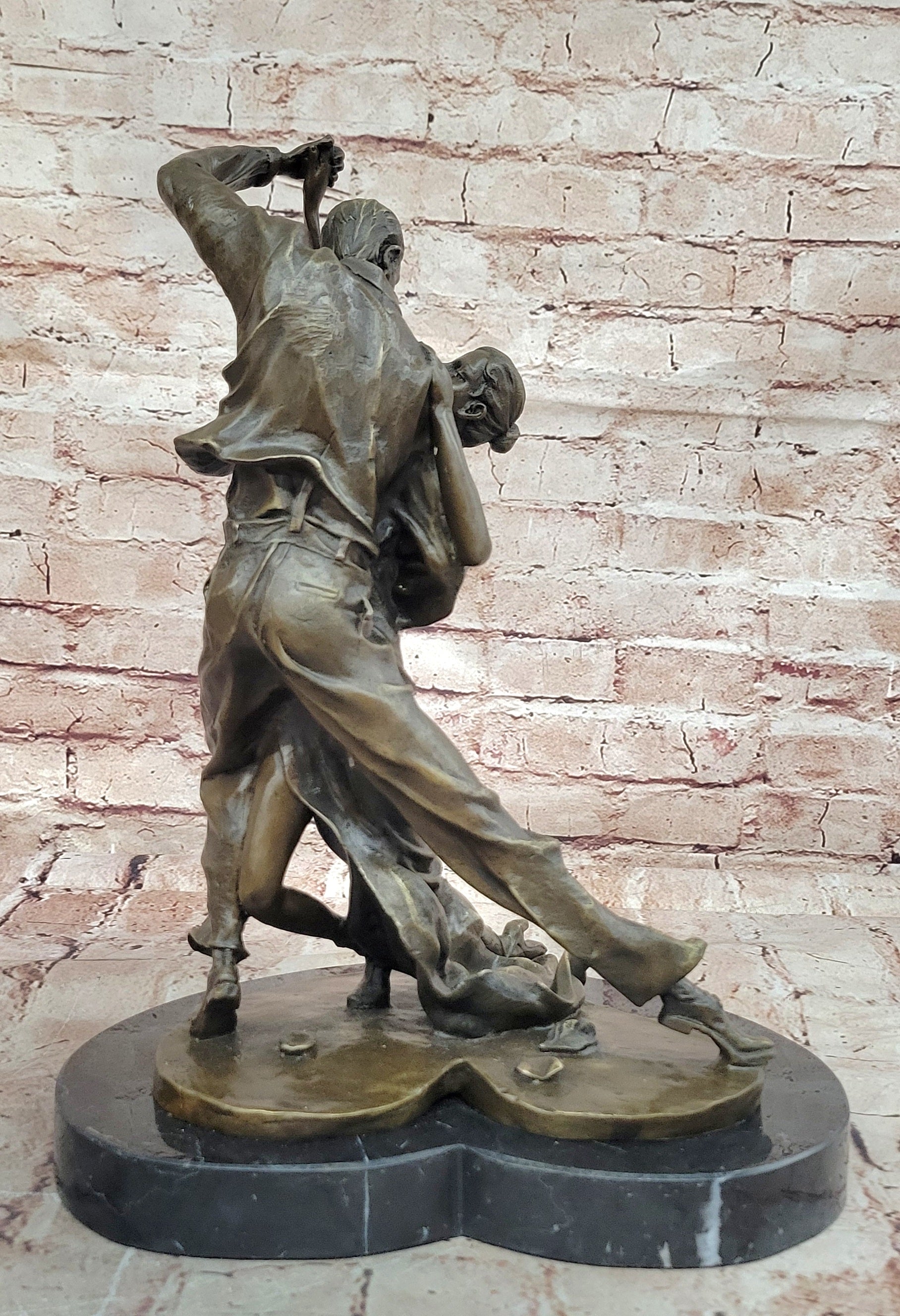 Art Nouveau Couple Dancing Tango Hand Made Genuine Bronze Figurine Statue LARGE