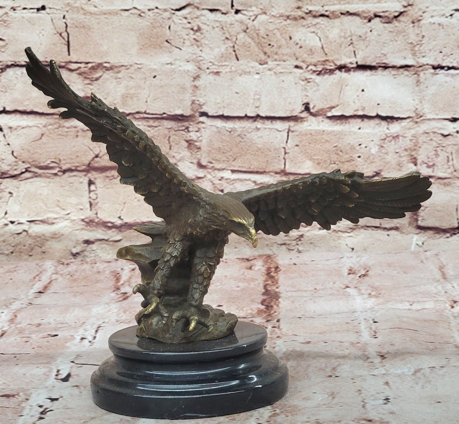 BRONZE EAGLE SCULPTURE LOST WAX METHOD signed SPIRIT OF AMERICA Figurine Art Deco