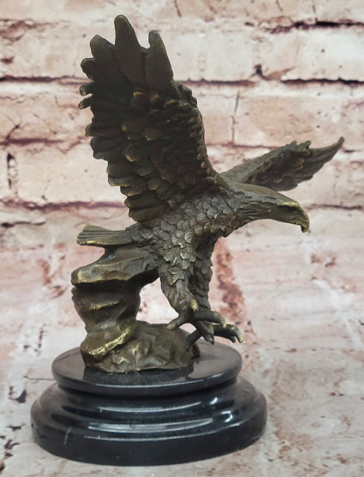 BRONZE EAGLE SCULPTURE LOST WAX METHOD signed SPIRIT OF AMERICA Figurine Art Deco