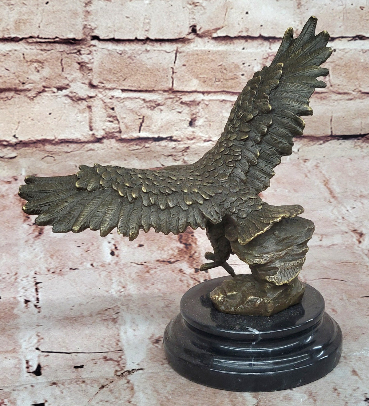 BRONZE EAGLE SCULPTURE LOST WAX METHOD signed SPIRIT OF AMERICA Figurine Art Deco