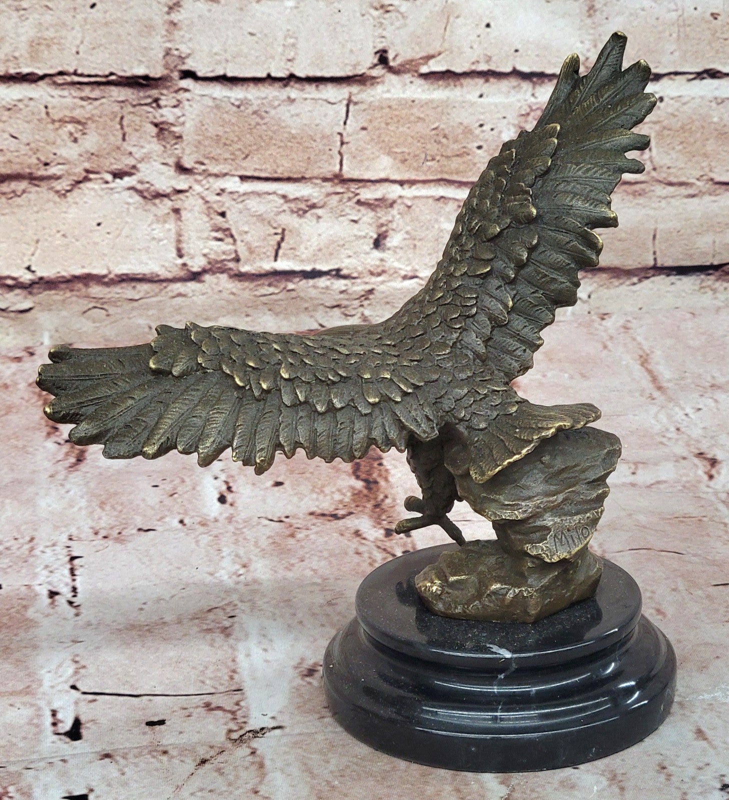 BRONZE EAGLE SCULPTURE LOST WAX METHOD signed SPIRIT OF AMERICA Figurine Art Deco