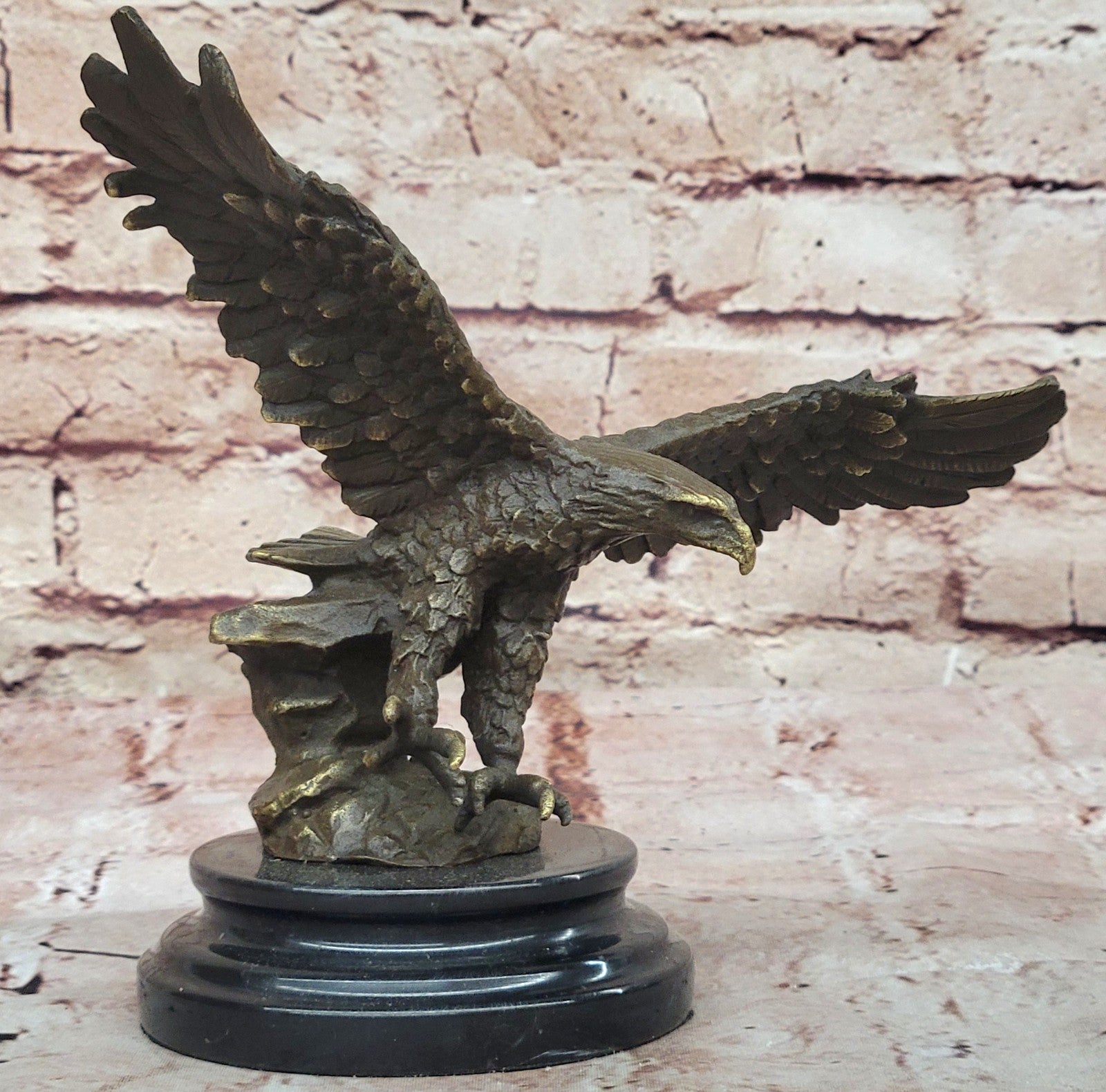 BRONZE EAGLE SCULPTURE LOST WAX METHOD signed SPIRIT OF AMERICA Figurine Art Deco