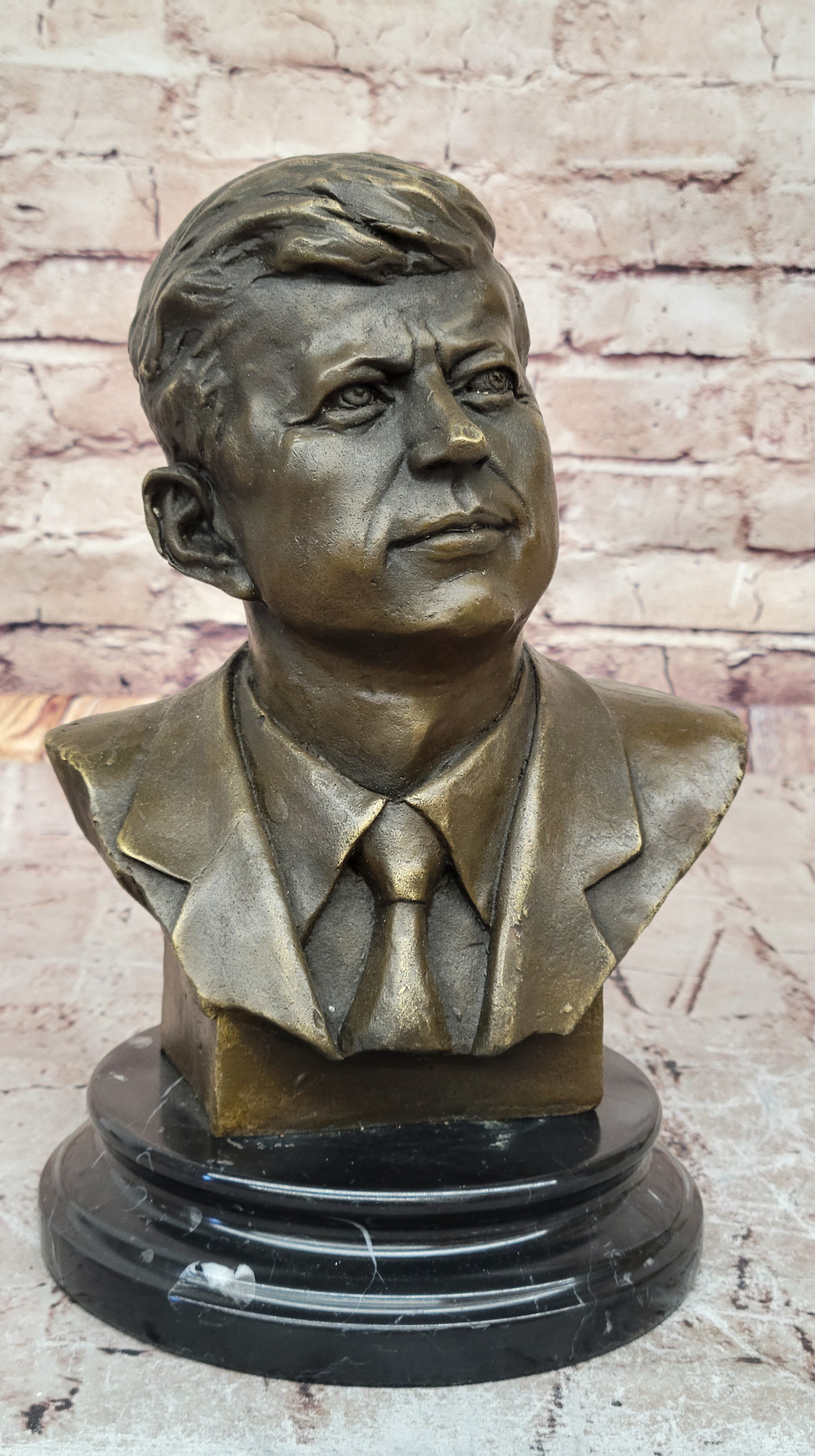 Vintage JFK BUST 100% Real Bronze on Marble Base President John F. Kennedy Sale