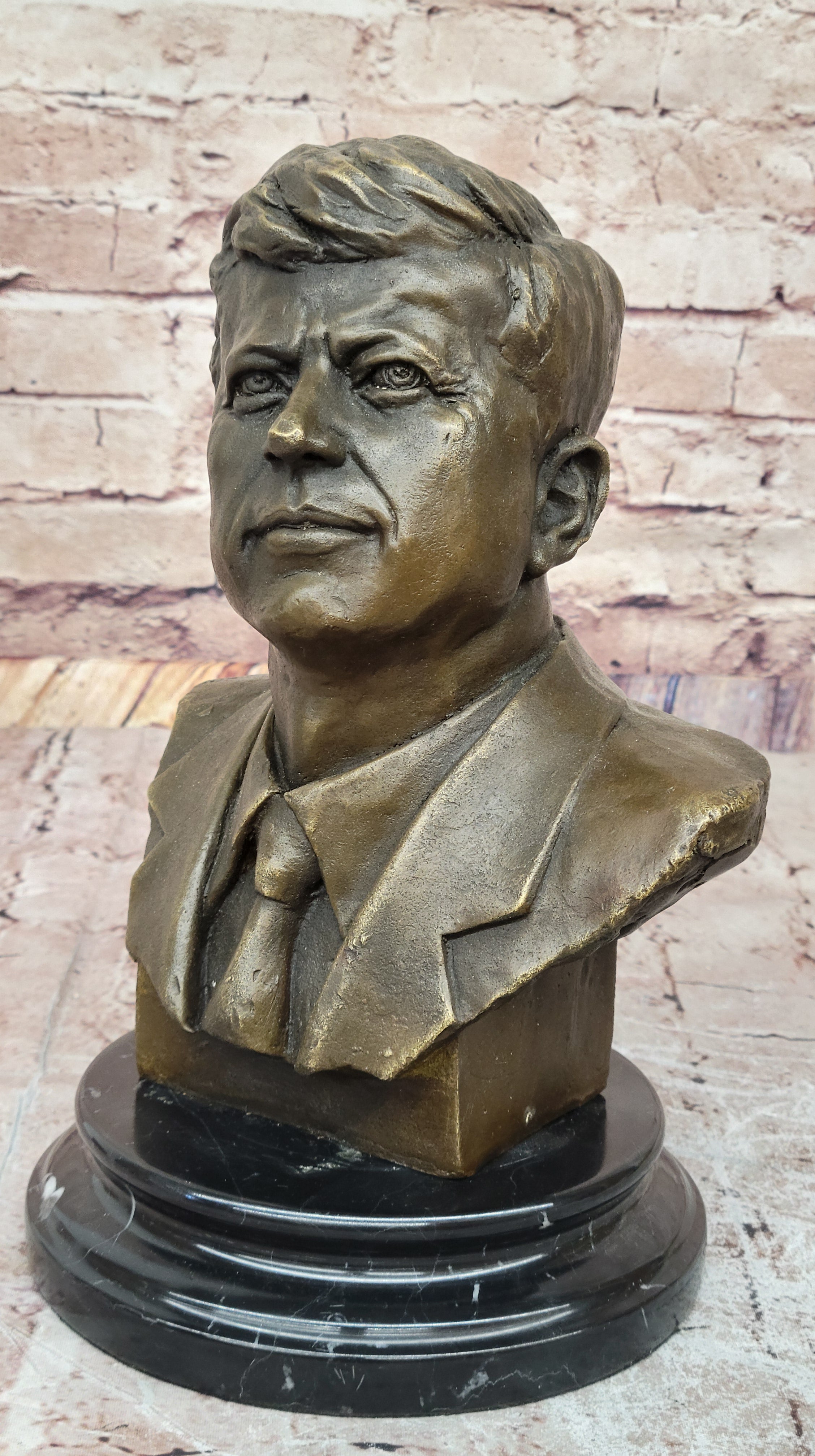 Vintage JFK BUST 100% Real Bronze on Marble Base President John F. Kennedy Sale