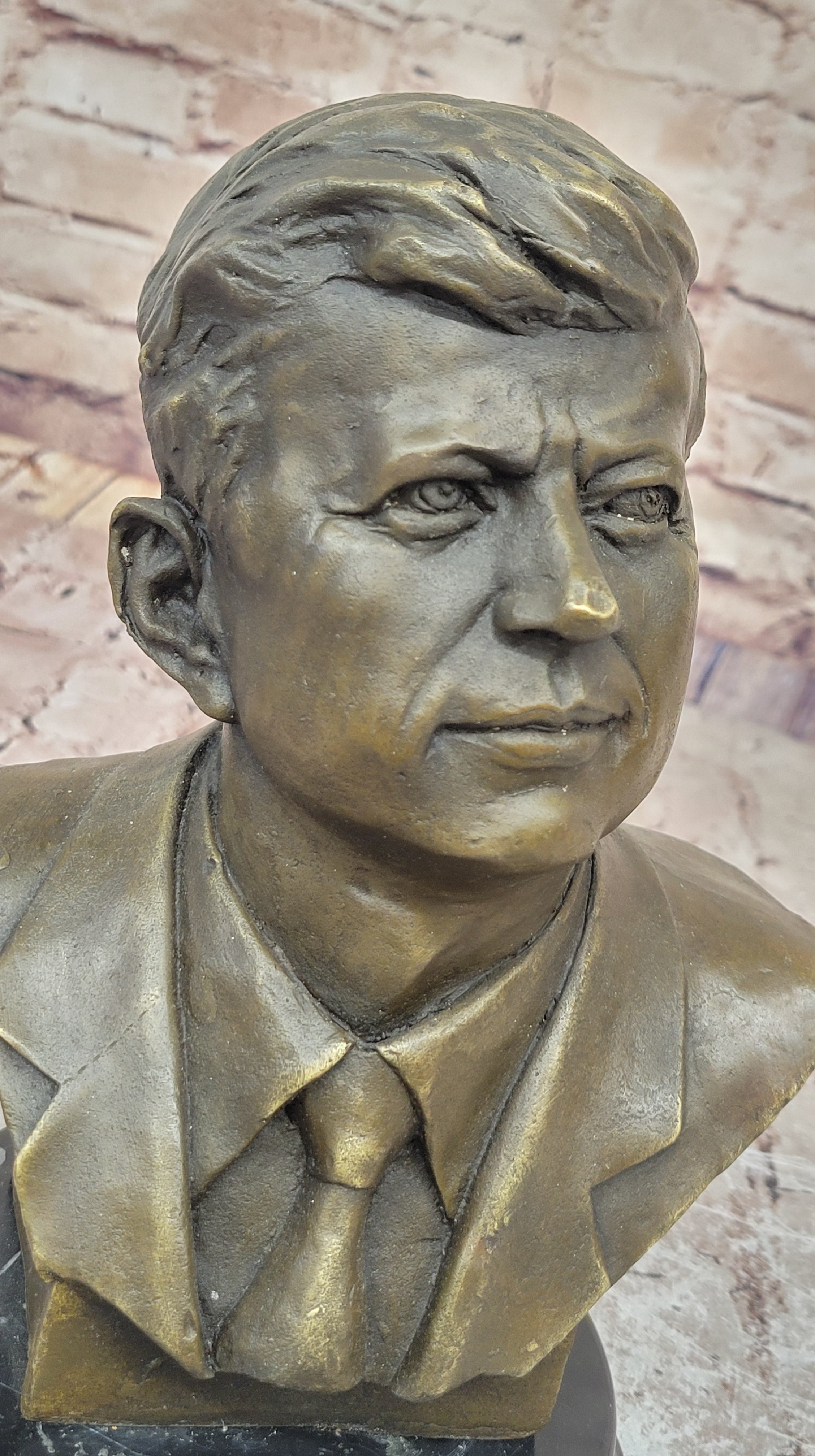 Vintage JFK BUST 100% Real Bronze on Marble Base President John F. Kennedy Sale