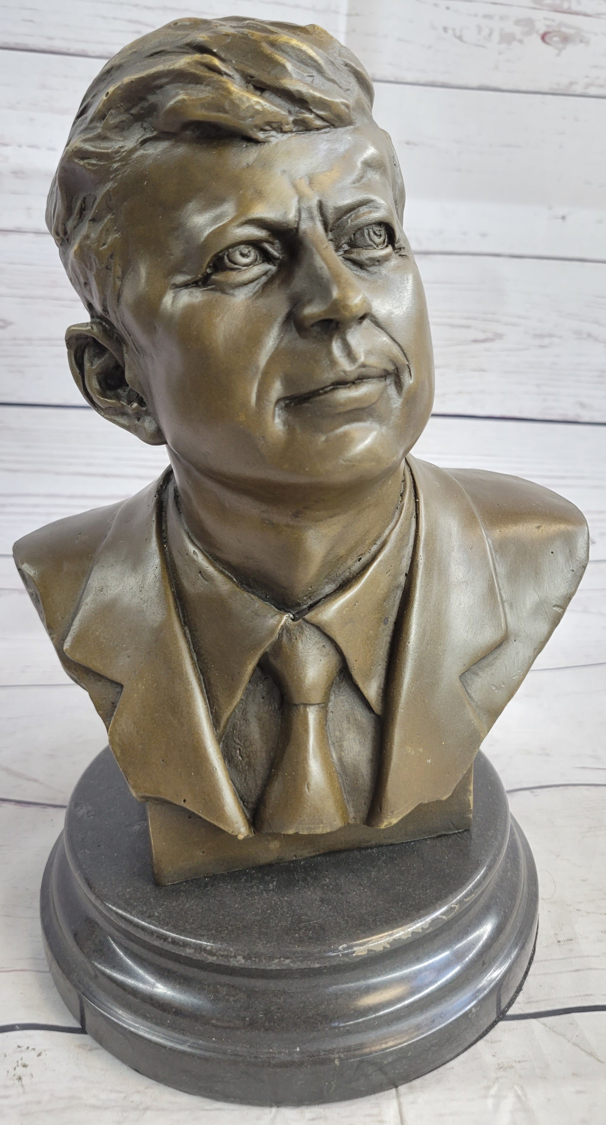 Vintage JFK BUST 100% Real Bronze on Marble Base President John F. Kennedy Sale