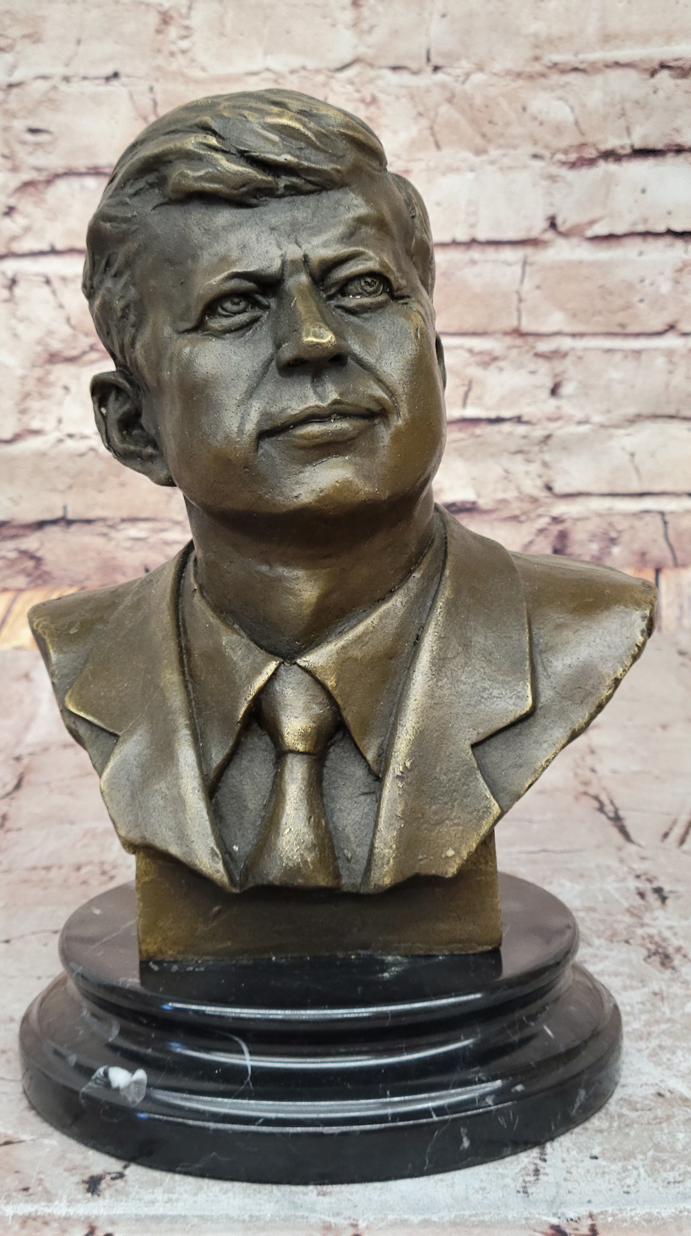 Vintage JFK BUST 100% Real Bronze on Marble Base President John F. Kennedy Sale