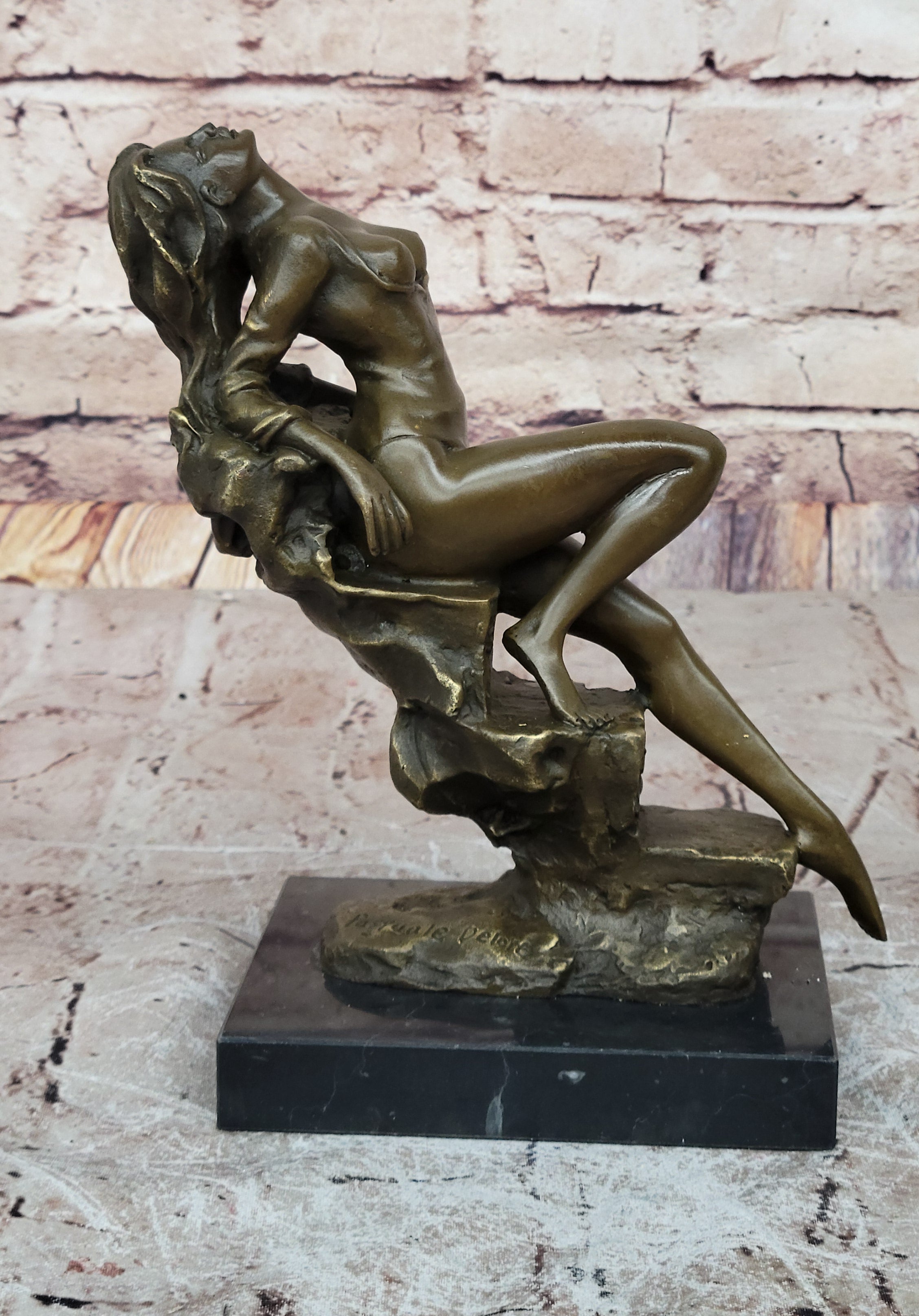 Handcrafted bronze sculpture SALE Nude Art Erotic Delor Pasquale Original Signed