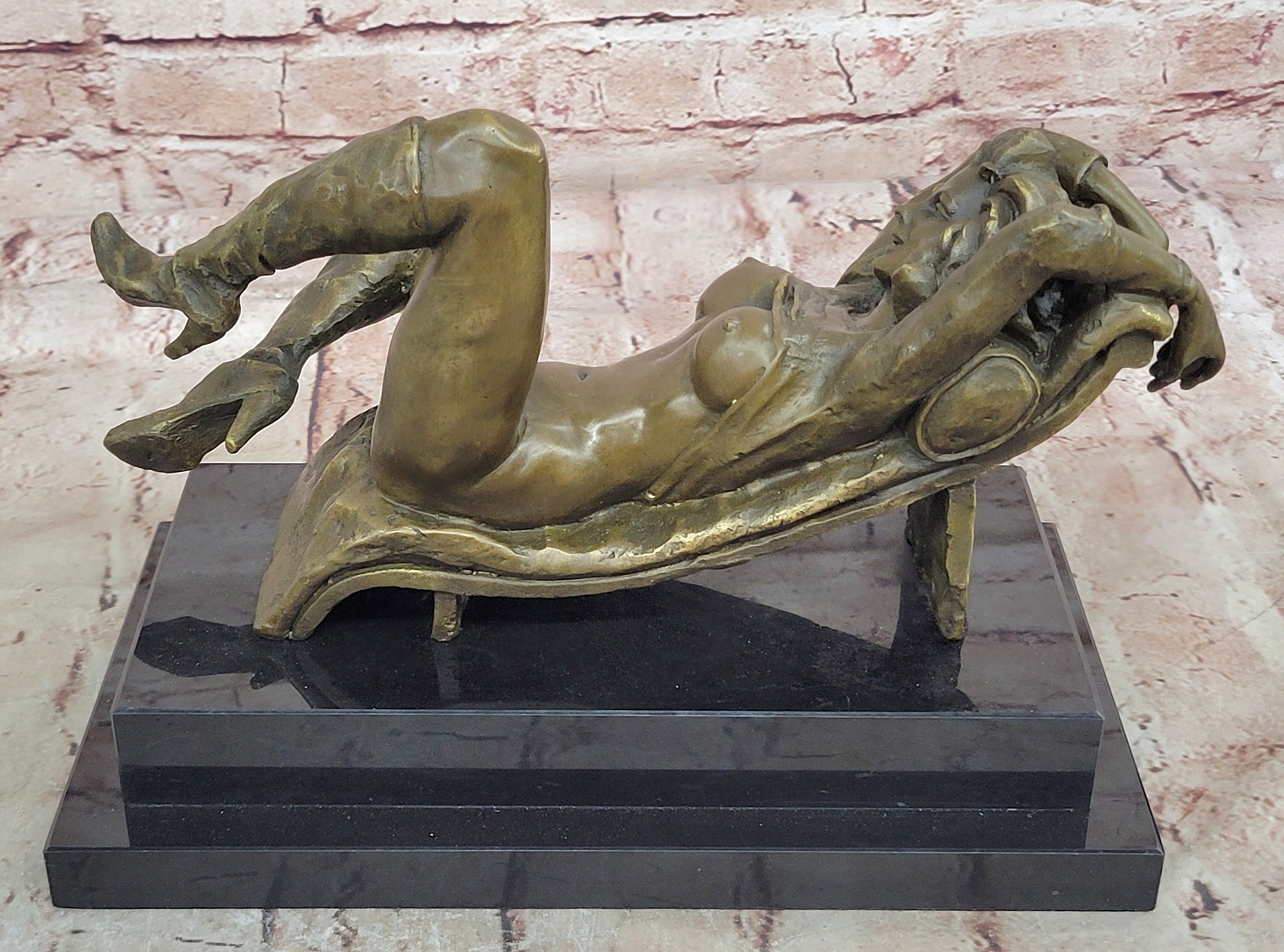 Erotic Nude Collectible Art Sexy Vixen Signed Original Alonzo Bronze Sculpture Art