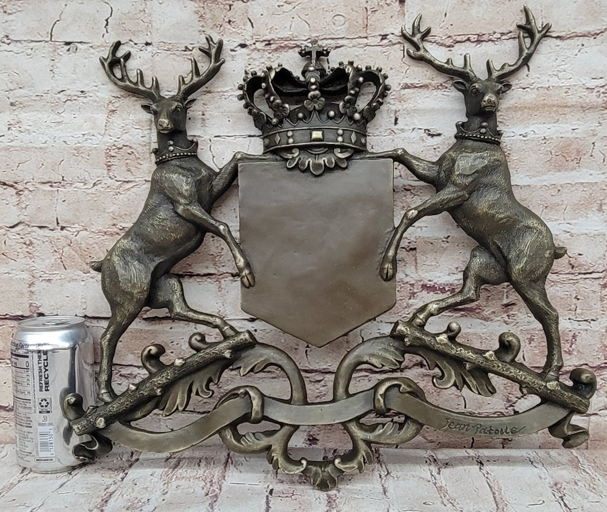 Bronze Sculpture Signed Original Artwork Art Deco Stag Royal Crest Sculpture Gift