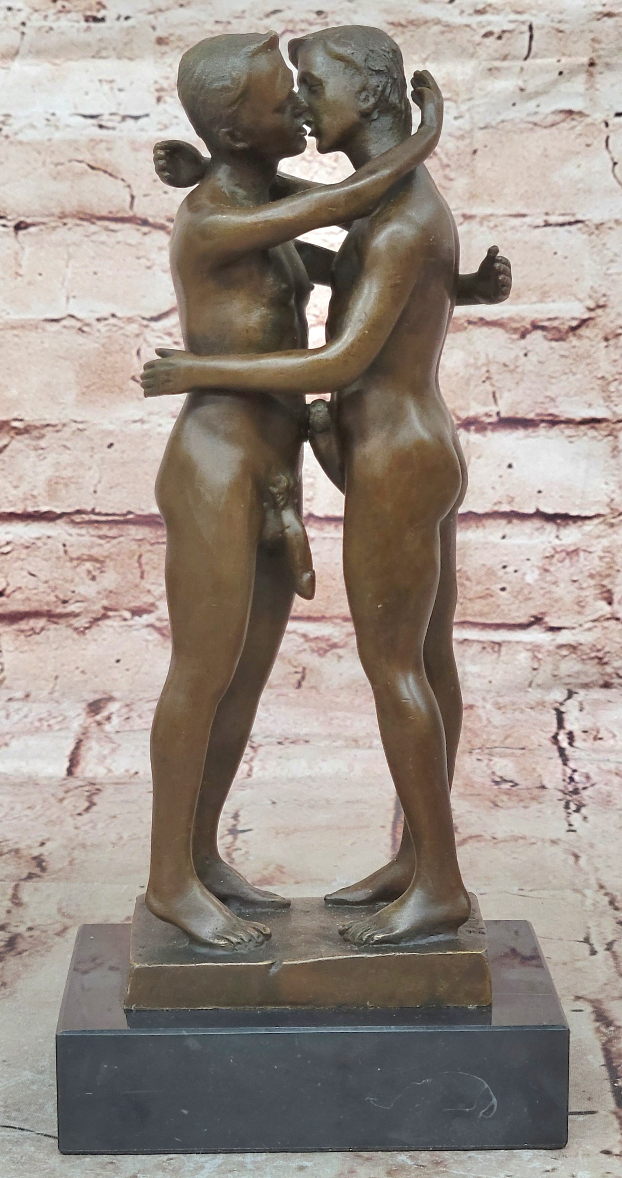 Two Gay Men Erotic Nude Naked Bronze Sculpture Statue Home Office Decor Figurine