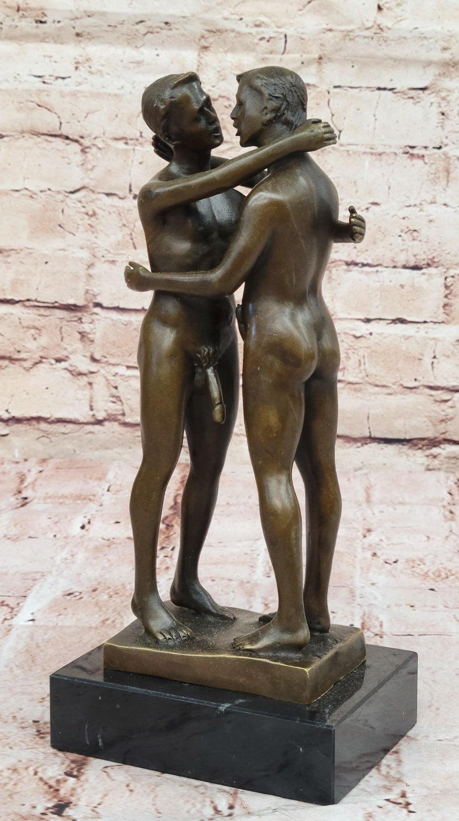 Two Gay Men Erotic Nude Naked Bronze Sculpture Statue Home Office Decor Figurine