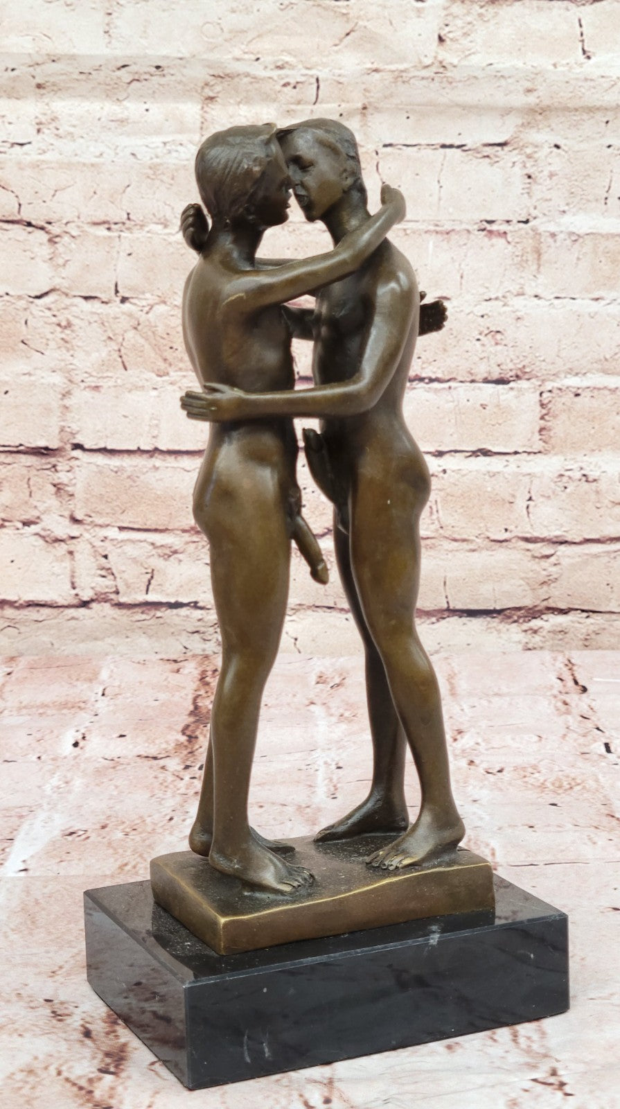 Two Gay Men Erotic Nude Naked Bronze Sculpture Statue Home Office Decor Figurine