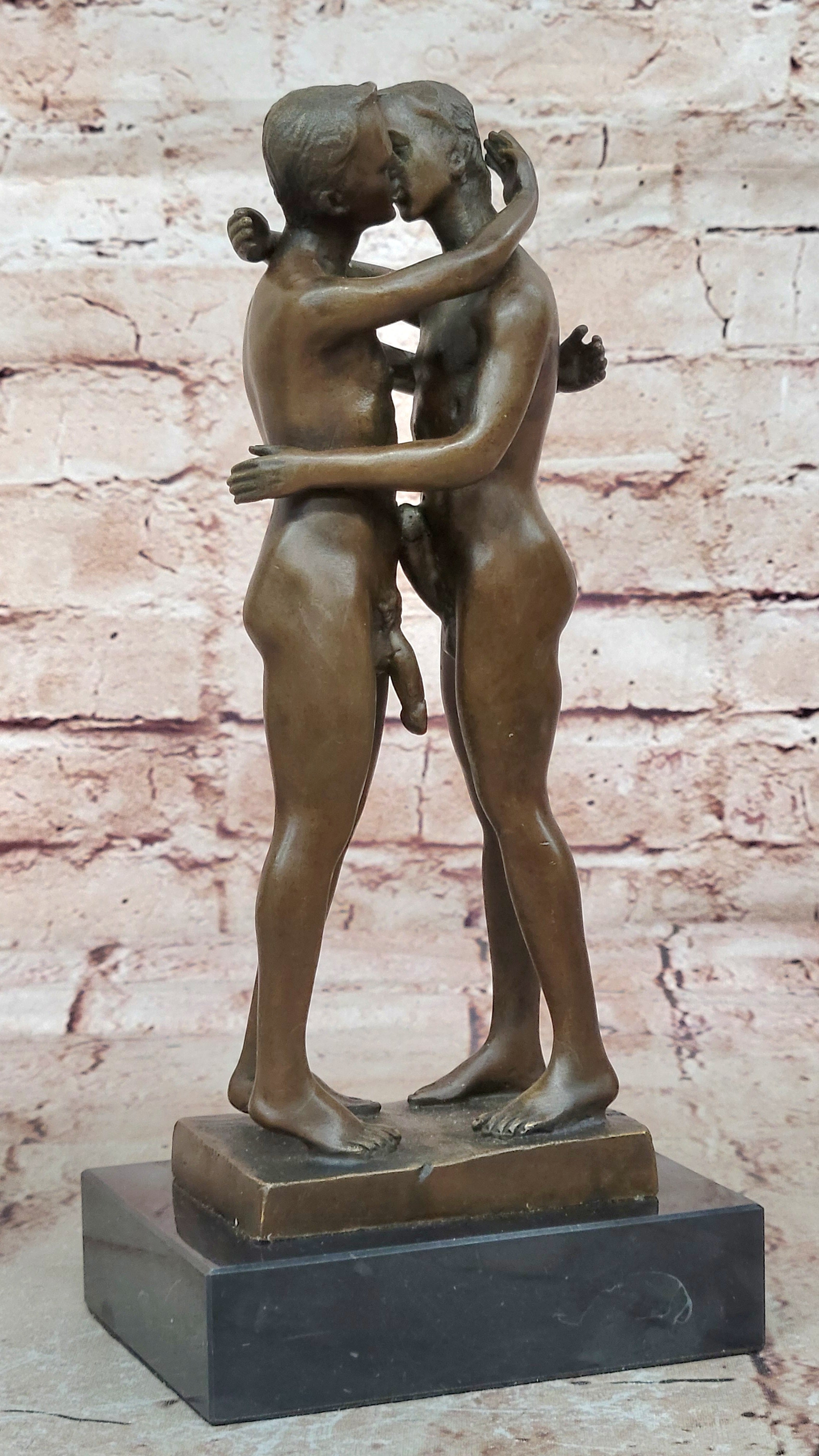 Two Gay Men Erotic Nude Naked Bronze Sculpture Statue Home Office Decor Figurine