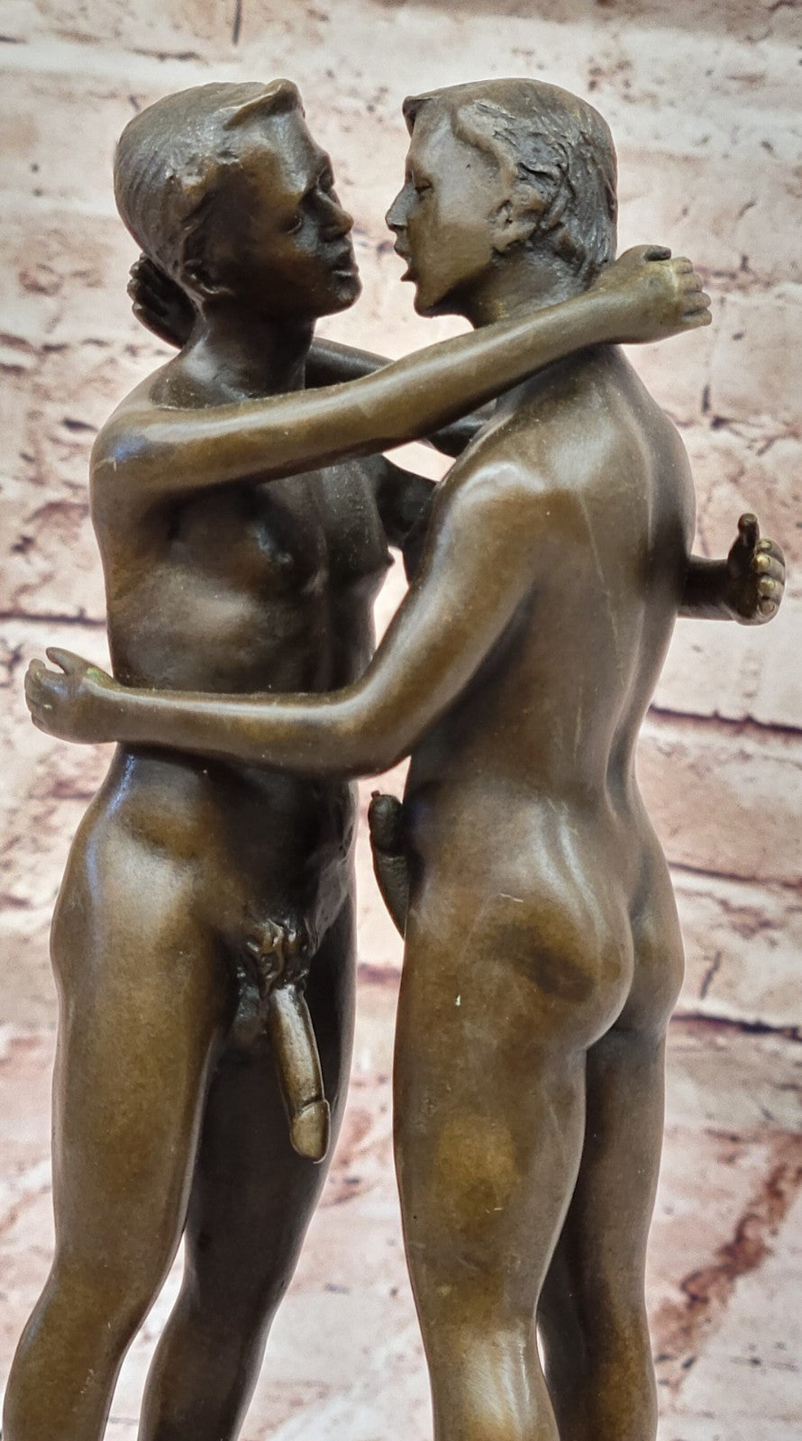 Two Gay Men Erotic Nude Naked Bronze Sculpture Statue Home Office Decor Figurine