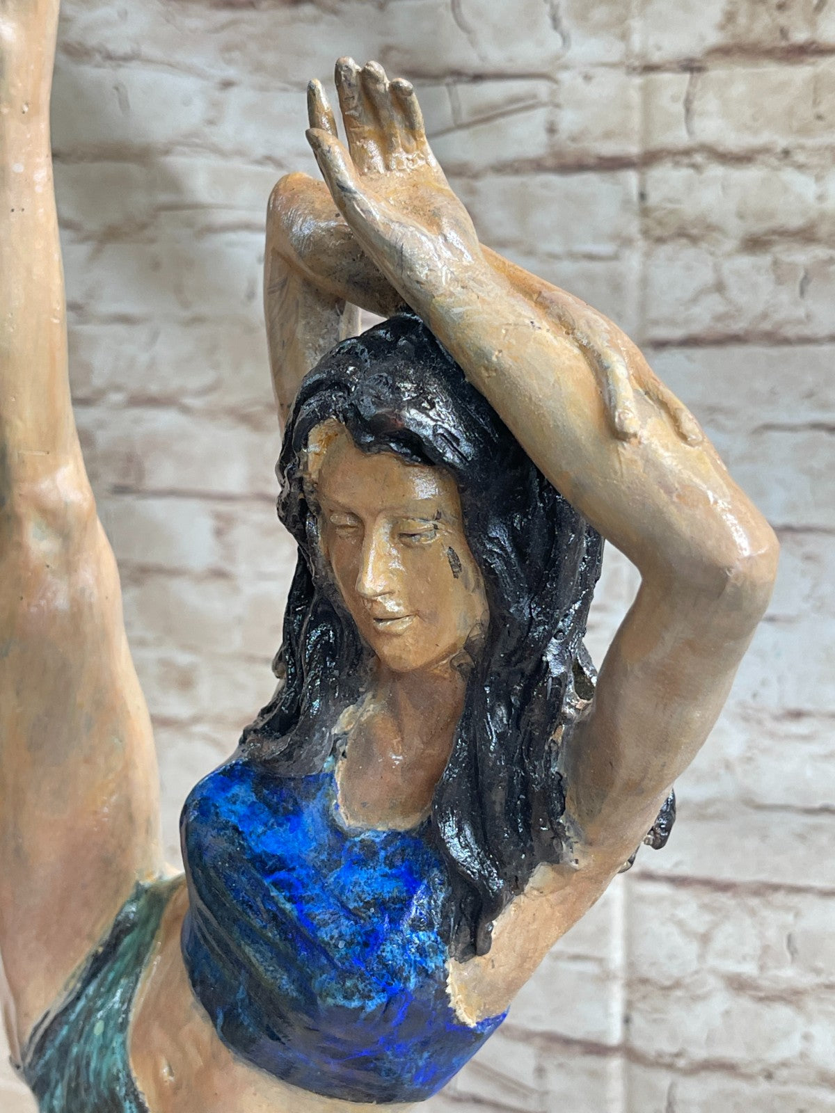 Handcrafted Multi Color Bronze Masterpiece Girl Gymnast Trophy Bronze Sculpture