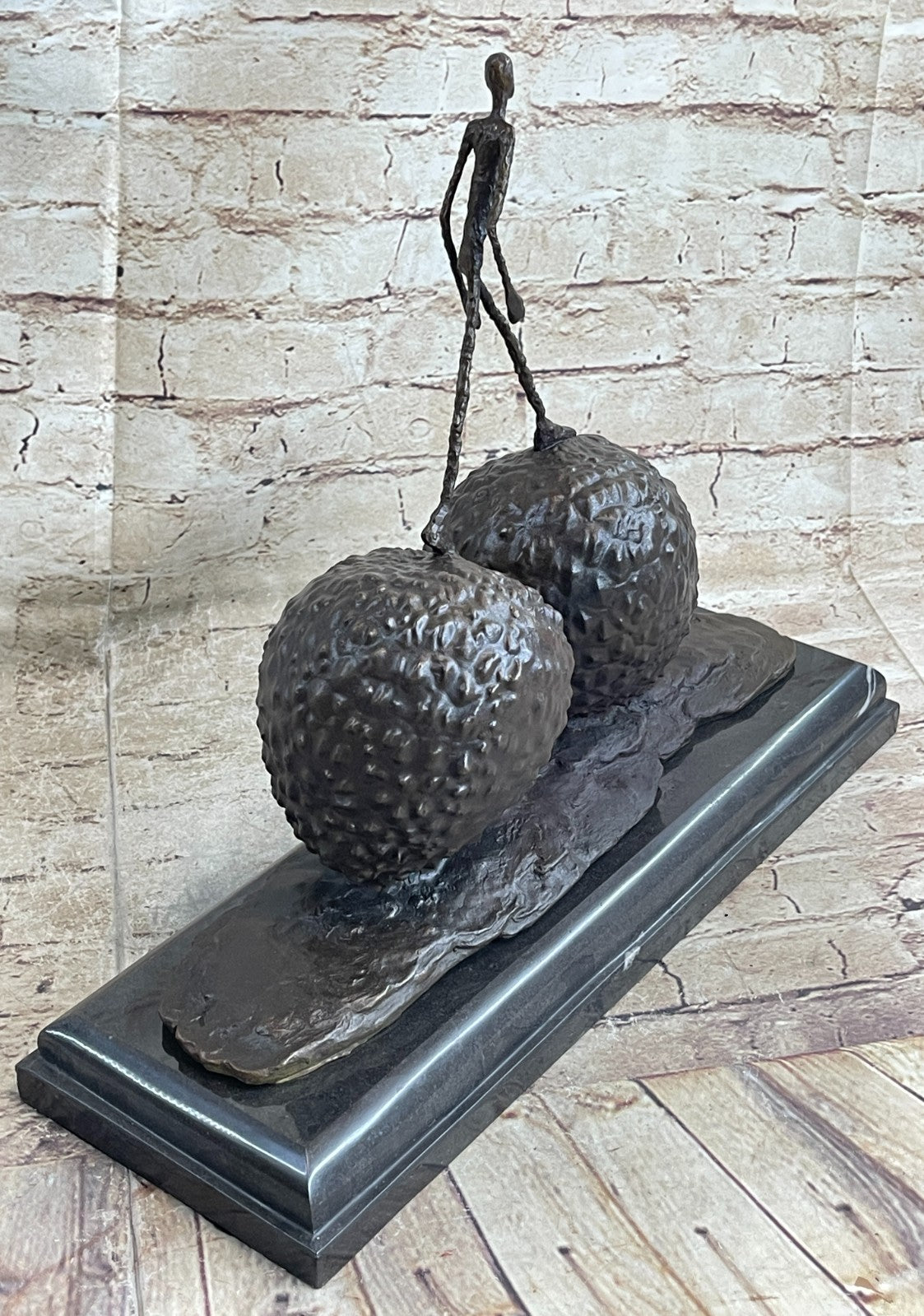 Handcrafted Large Museum Quality Strawberry and a Male Bronze Sculpture Statue