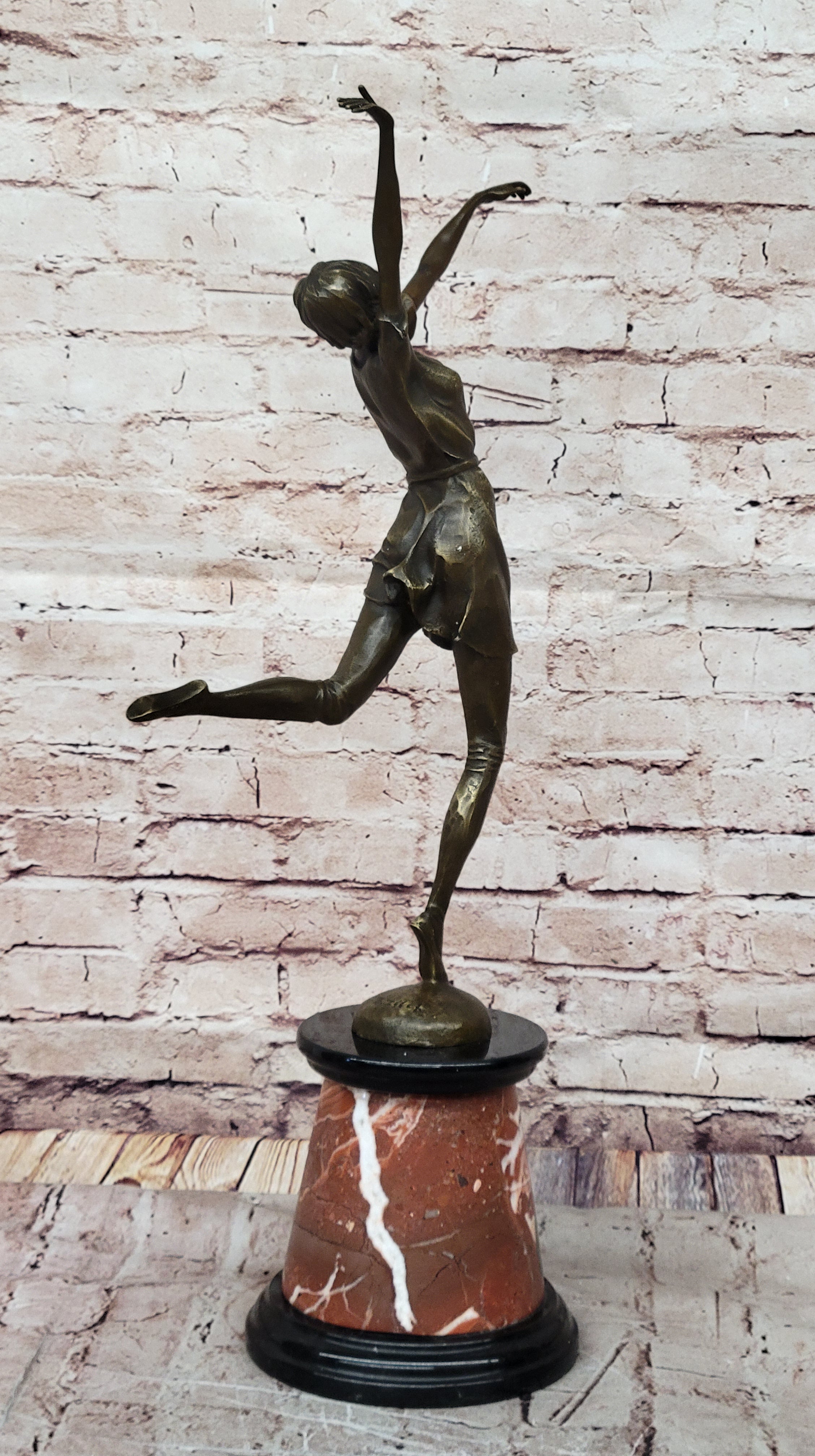 Belle Sculpture En Bronze Doré Sur Socle En Marbre Signé D H Chiparus 61cm Figur