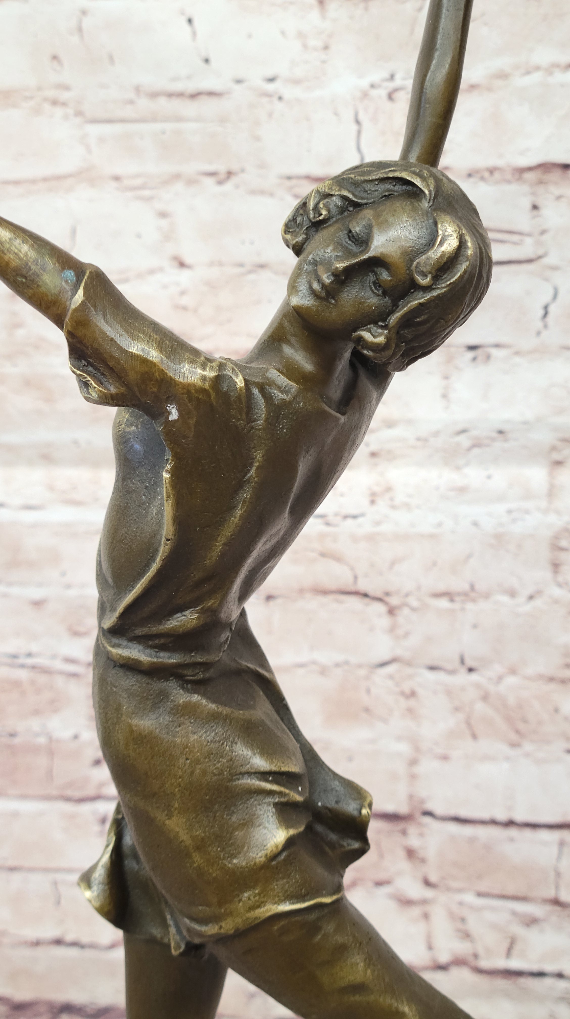 Belle Sculpture En Bronze Doré Sur Socle En Marbre Signé D H Chiparus 61cm Figur