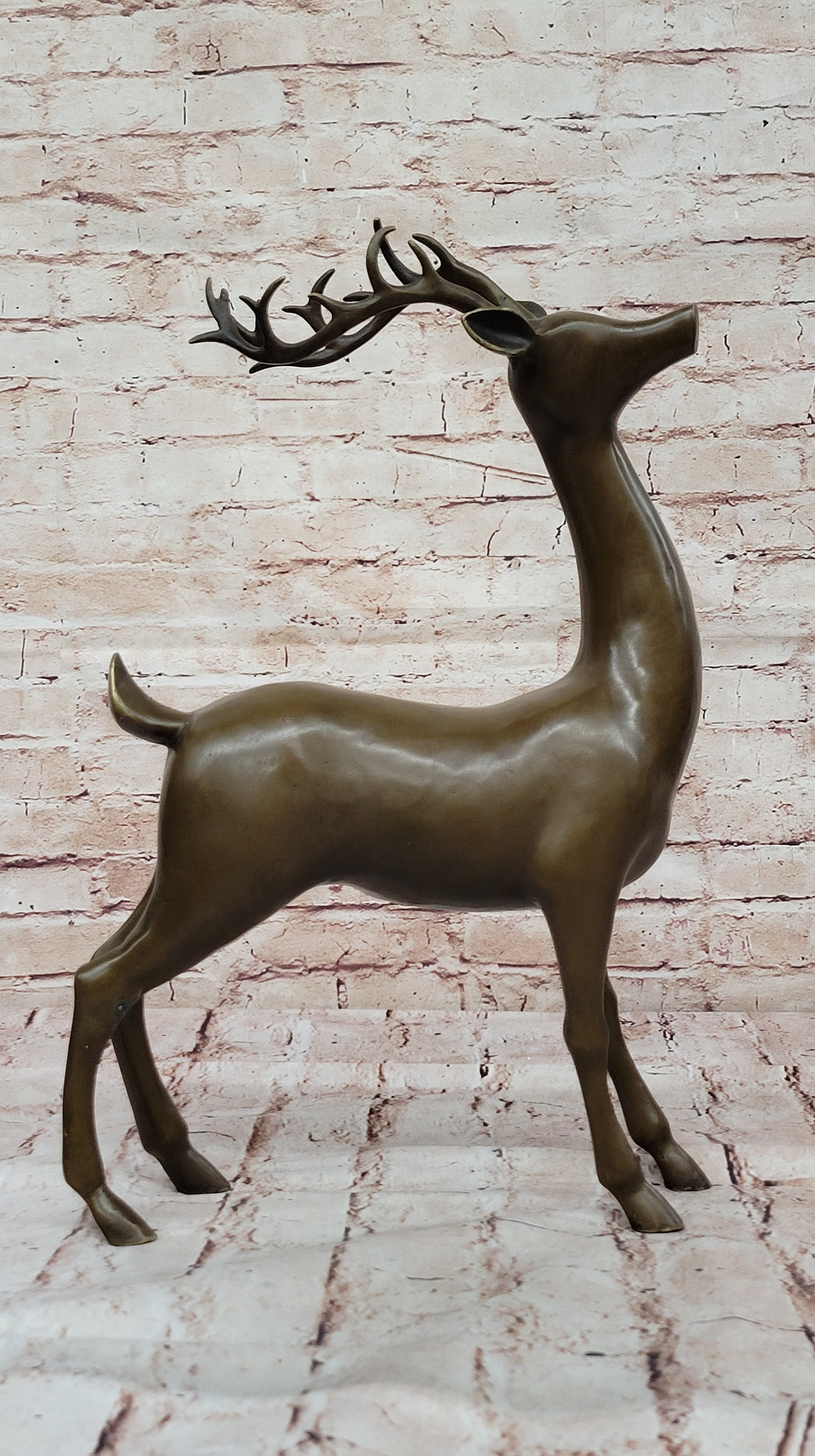 Handcrafted Chalet Art Stag Buck Deer Hunter Bronze Marble Lodge Sculpture