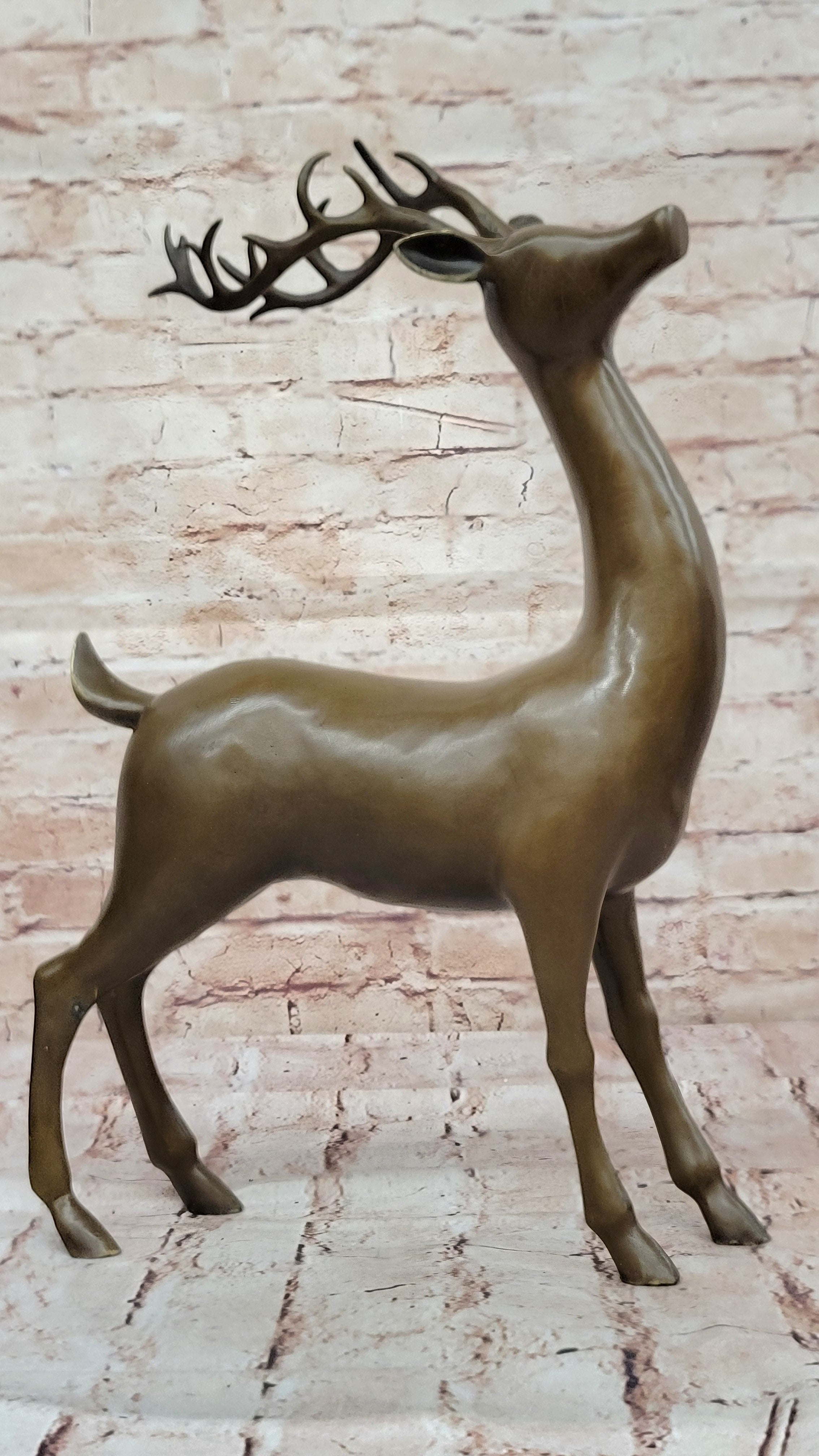 Handcrafted Chalet Art Stag Buck Deer Hunter Bronze Marble Lodge Sculpture