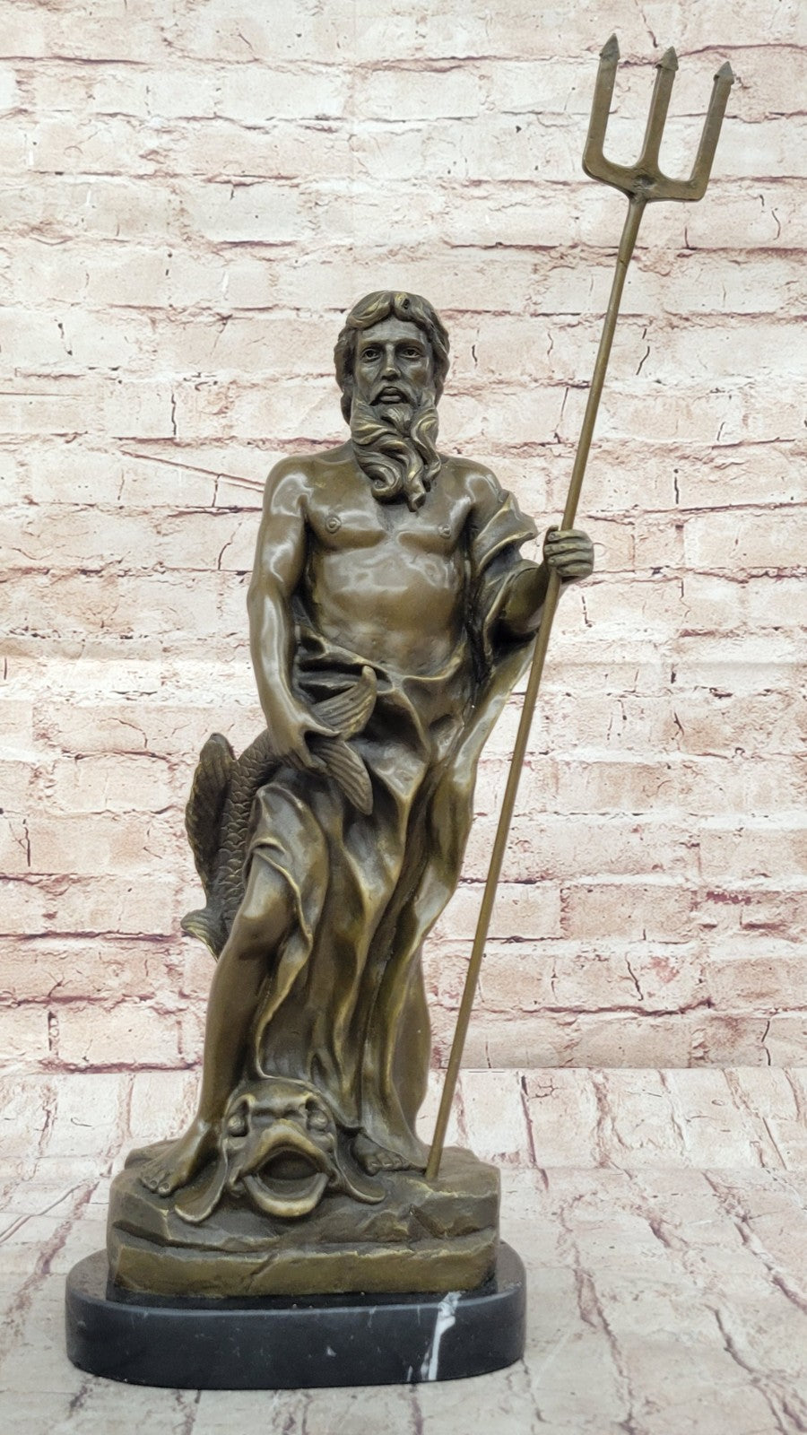 Vintage ZEUS POSEIDON Bronze Sculpture Statue Art Figurine Greek Mythology