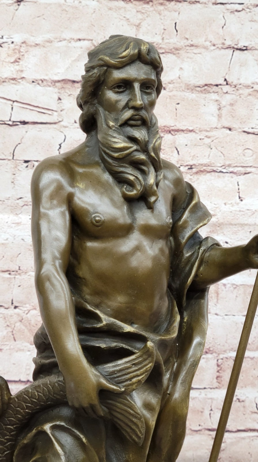 Vintage ZEUS POSEIDON Bronze Sculpture Statue Art Figurine Greek Mythology