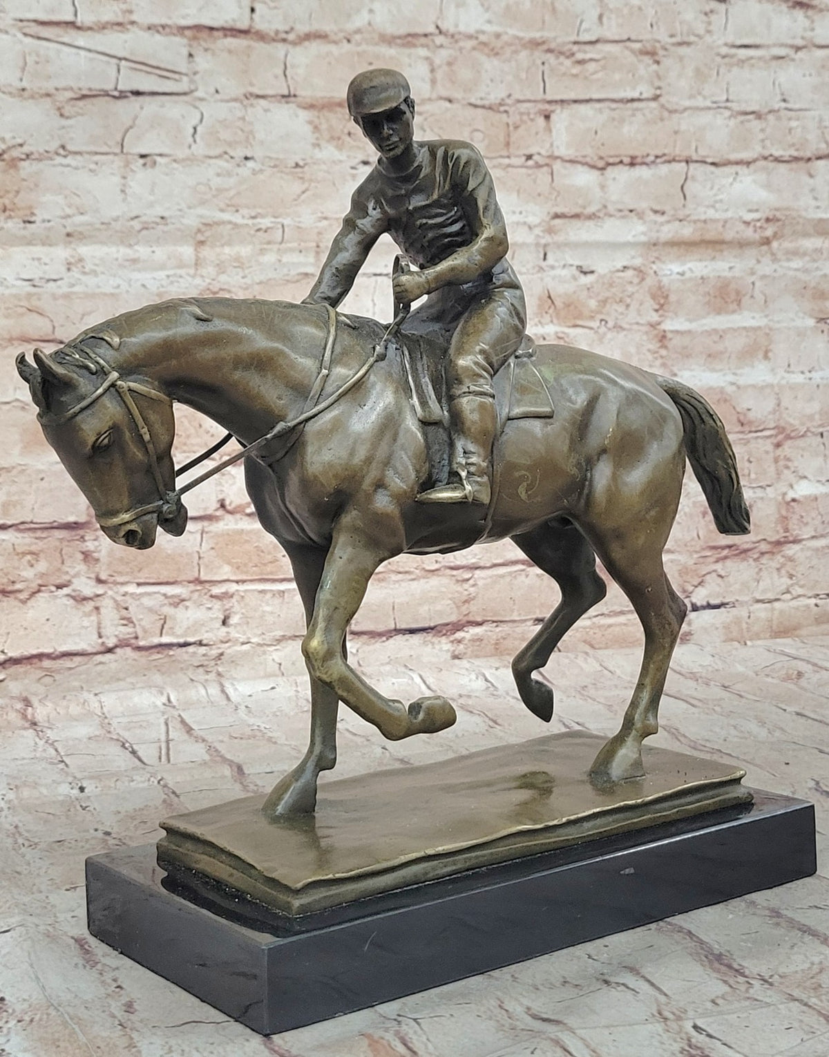 The Unexpected Winner Signed French Artist Miguel Lopez Bronze Horse and Jockey